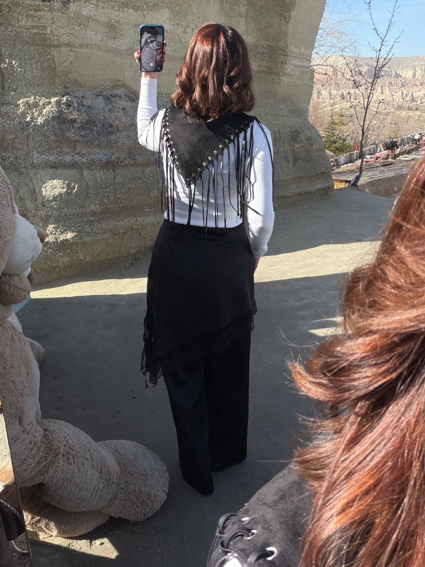 Avanos Siyah Dantelli Etek Pantolon