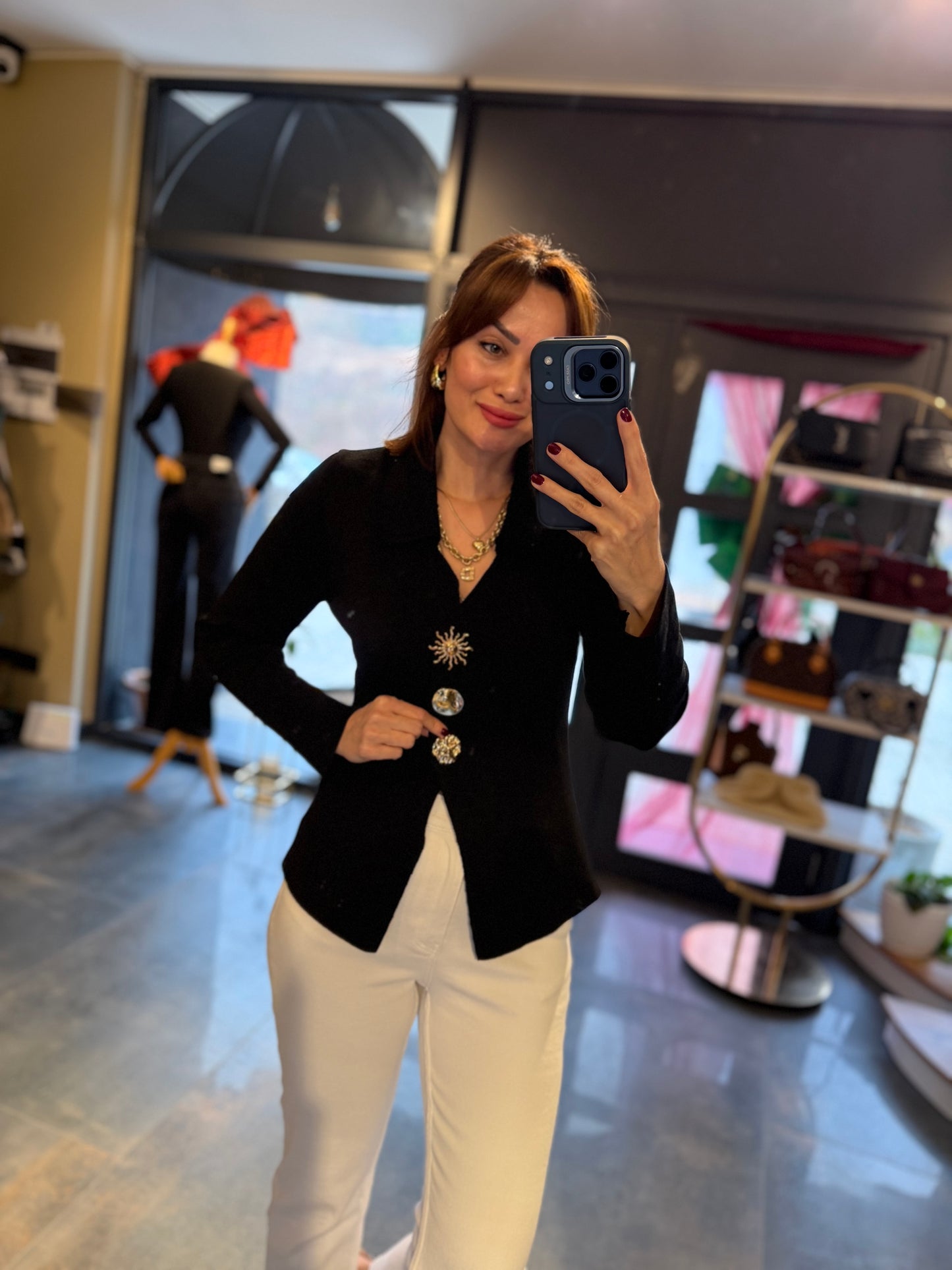 Given Siyah Çelik Örme Bluz