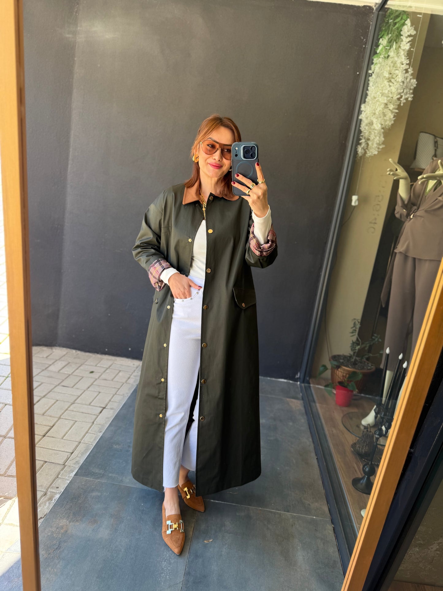 Mesli Haki Su Geçirmez Trench