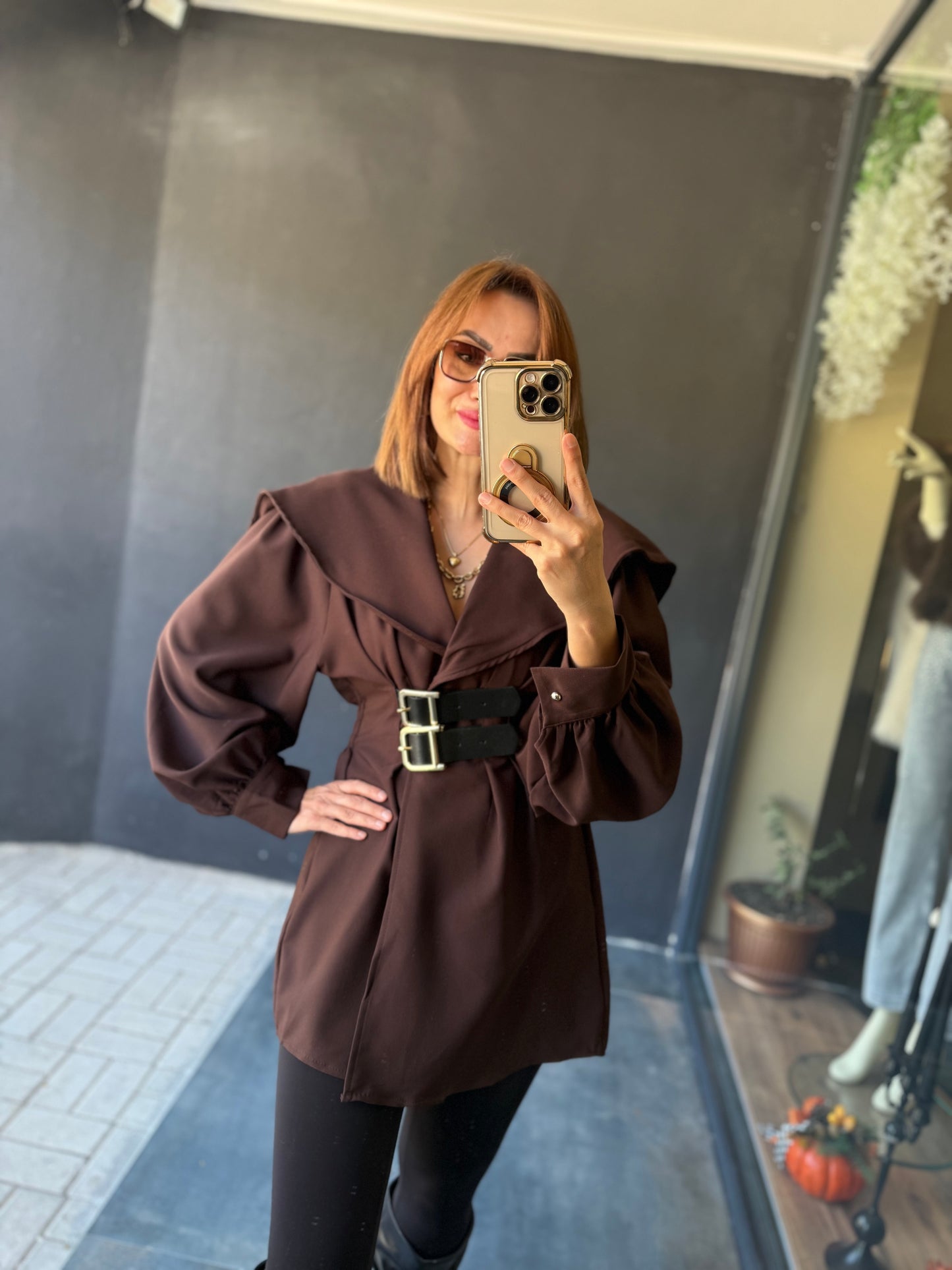 Şamda Kahve Şal Yaka Ceket