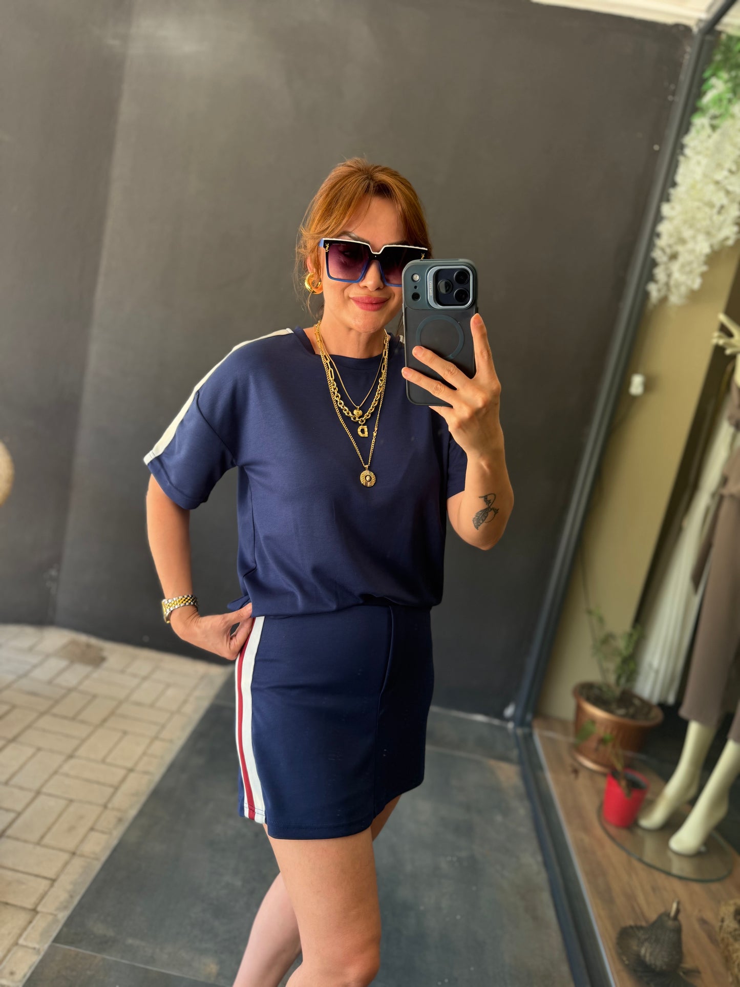 Fragman Mavi Etek & Şort Modal Takım