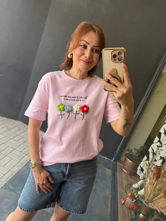 Bısou Pembe Papatya T-Shirt