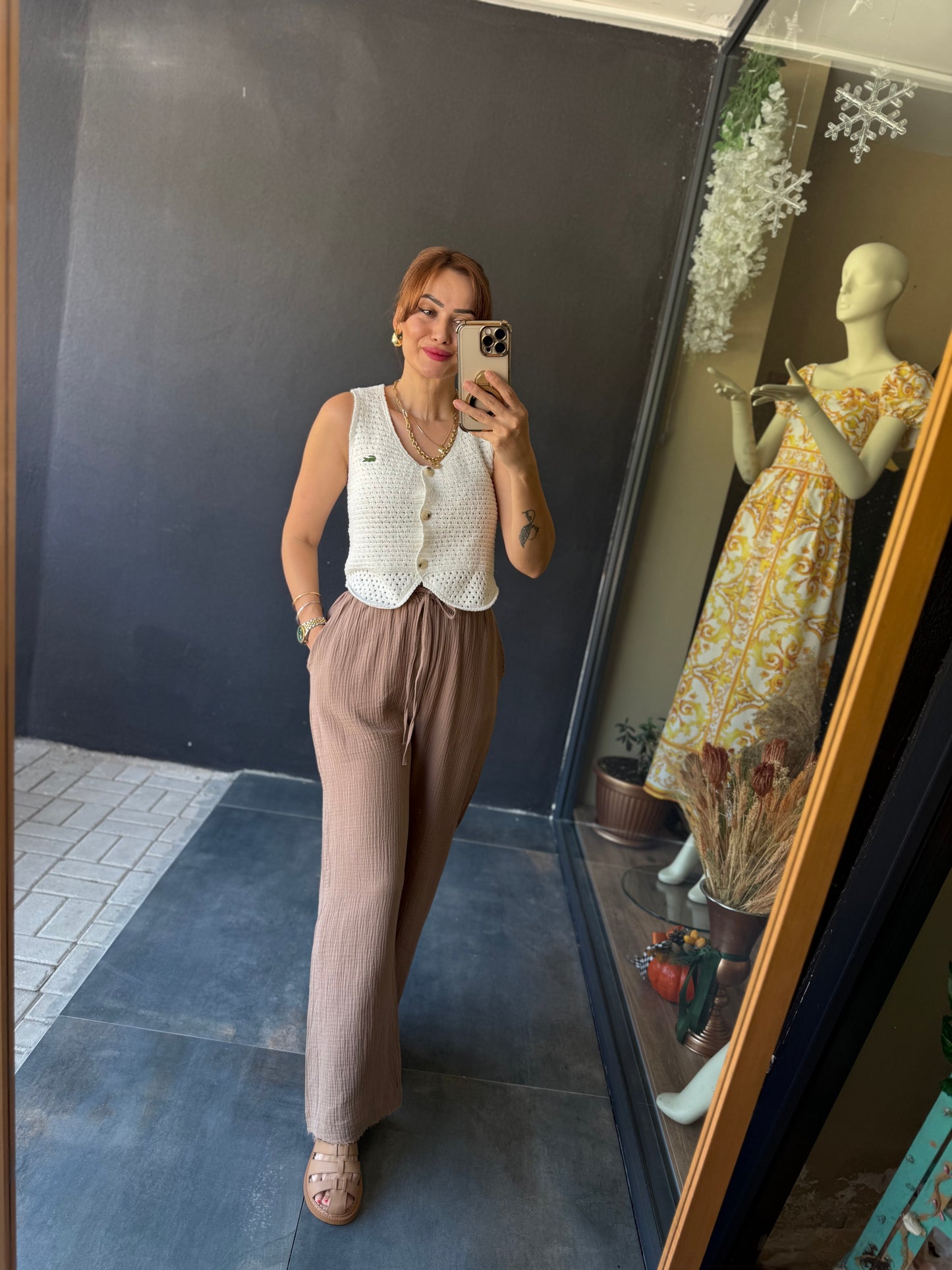 Summer Kahve Müslin Pantolon