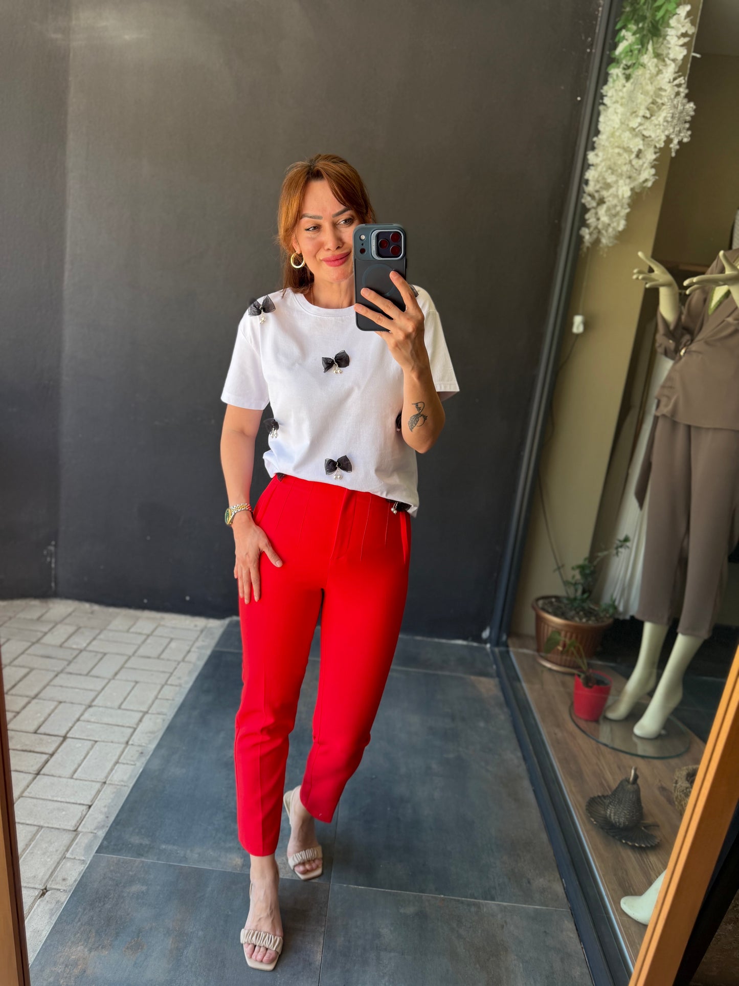 Kırmızı Flato Pantolon /Tshirt Takım