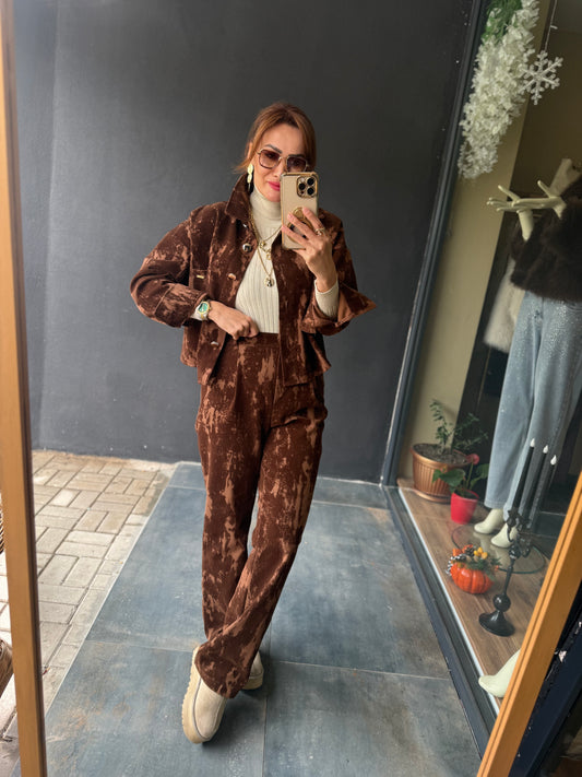 Denhag Kahve Kadife Takım