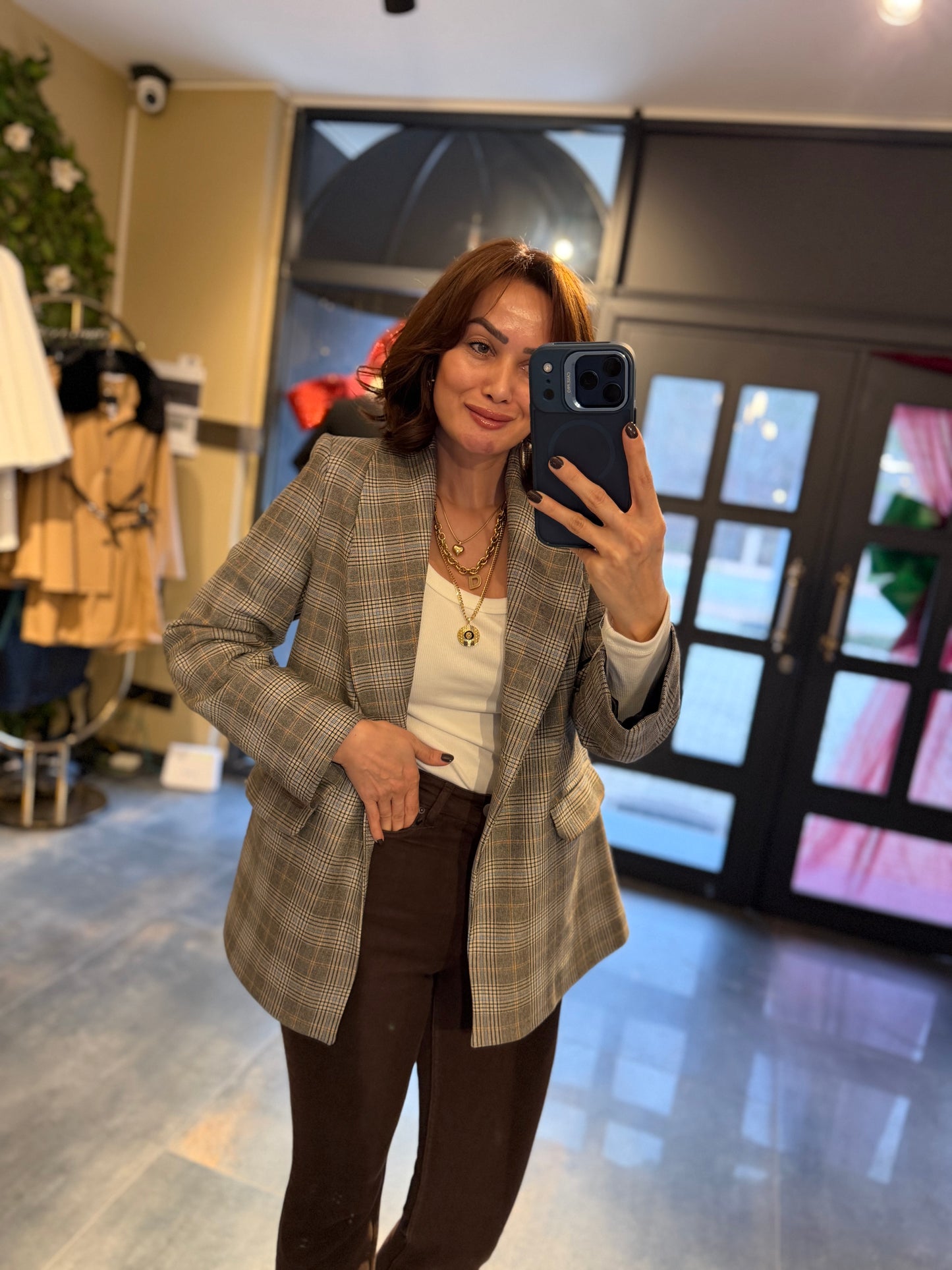 Mavyo Kareli Blazer Ceket