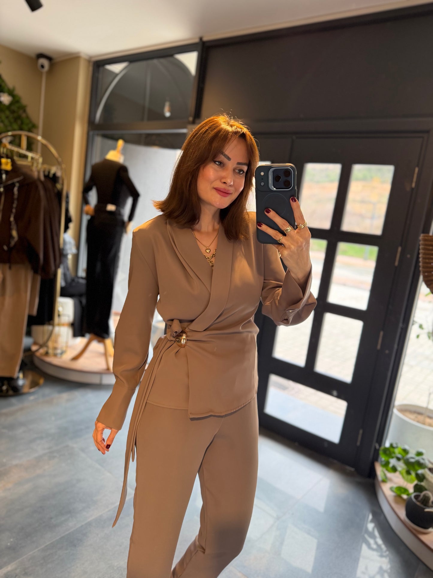 Gerarde Kemer Broşlu Yağ Yeşili Takım