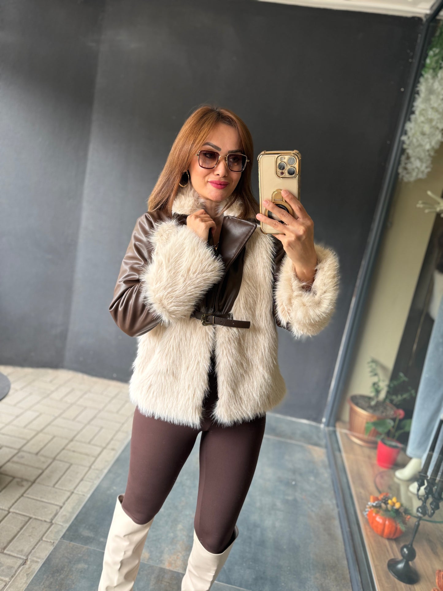 Deer Kahve Deri & Kürk Ceket