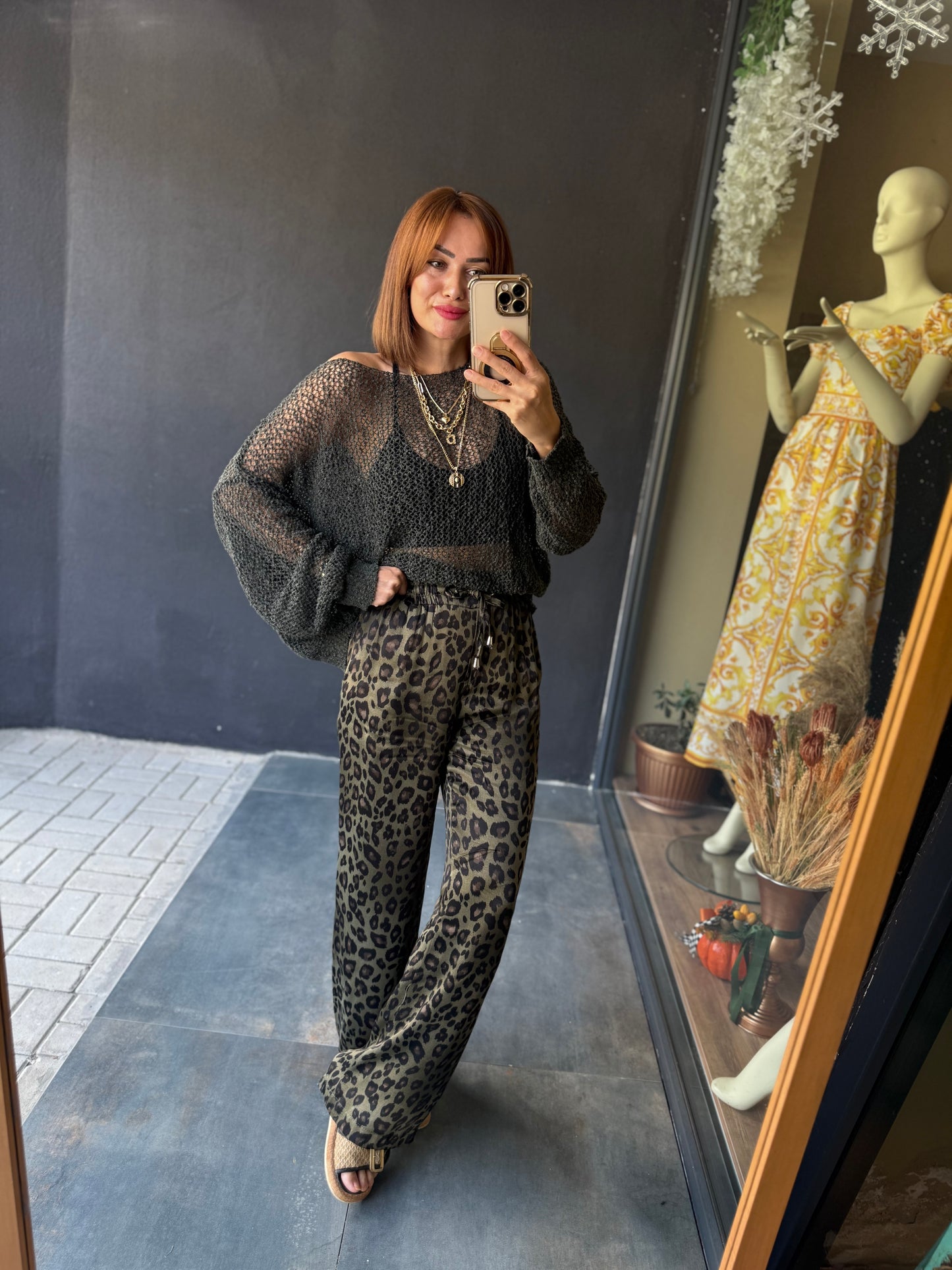 Virna Haki Leopar Pantolon