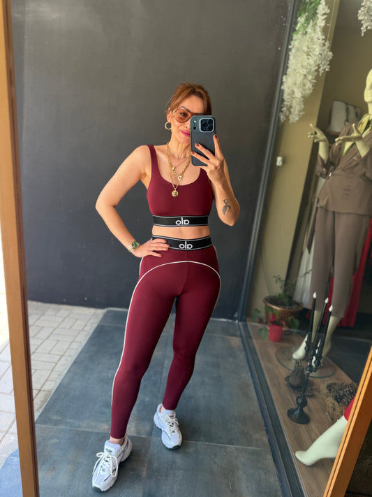 Ronali Bordo Tayt & Crop Takım
