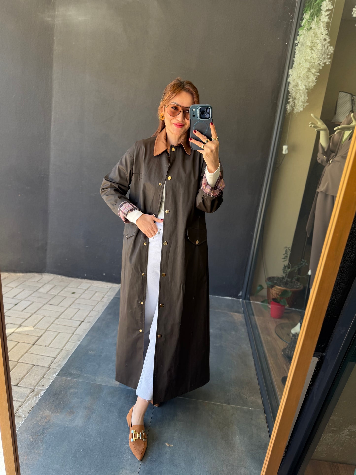 Mesli Kahve Su Geçirmez Trenchcoat