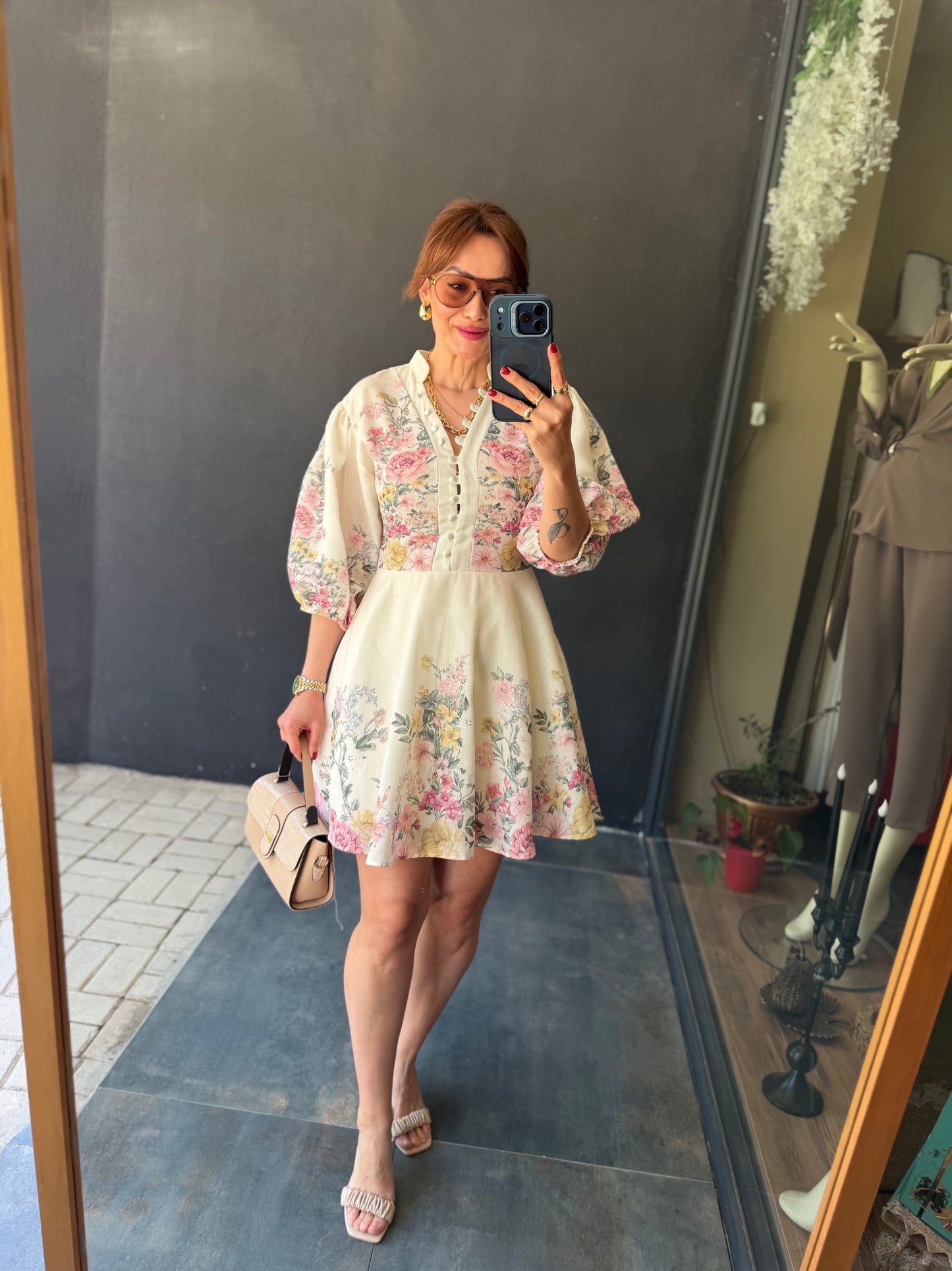 Petit Floral Desen Mini Elbise