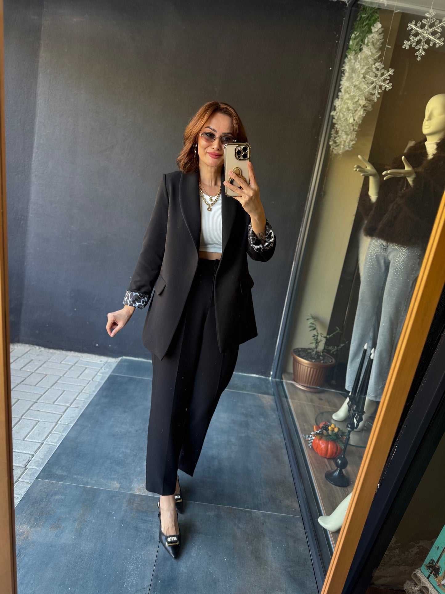 Melanj Siyah Ceket &Pantolon Takım