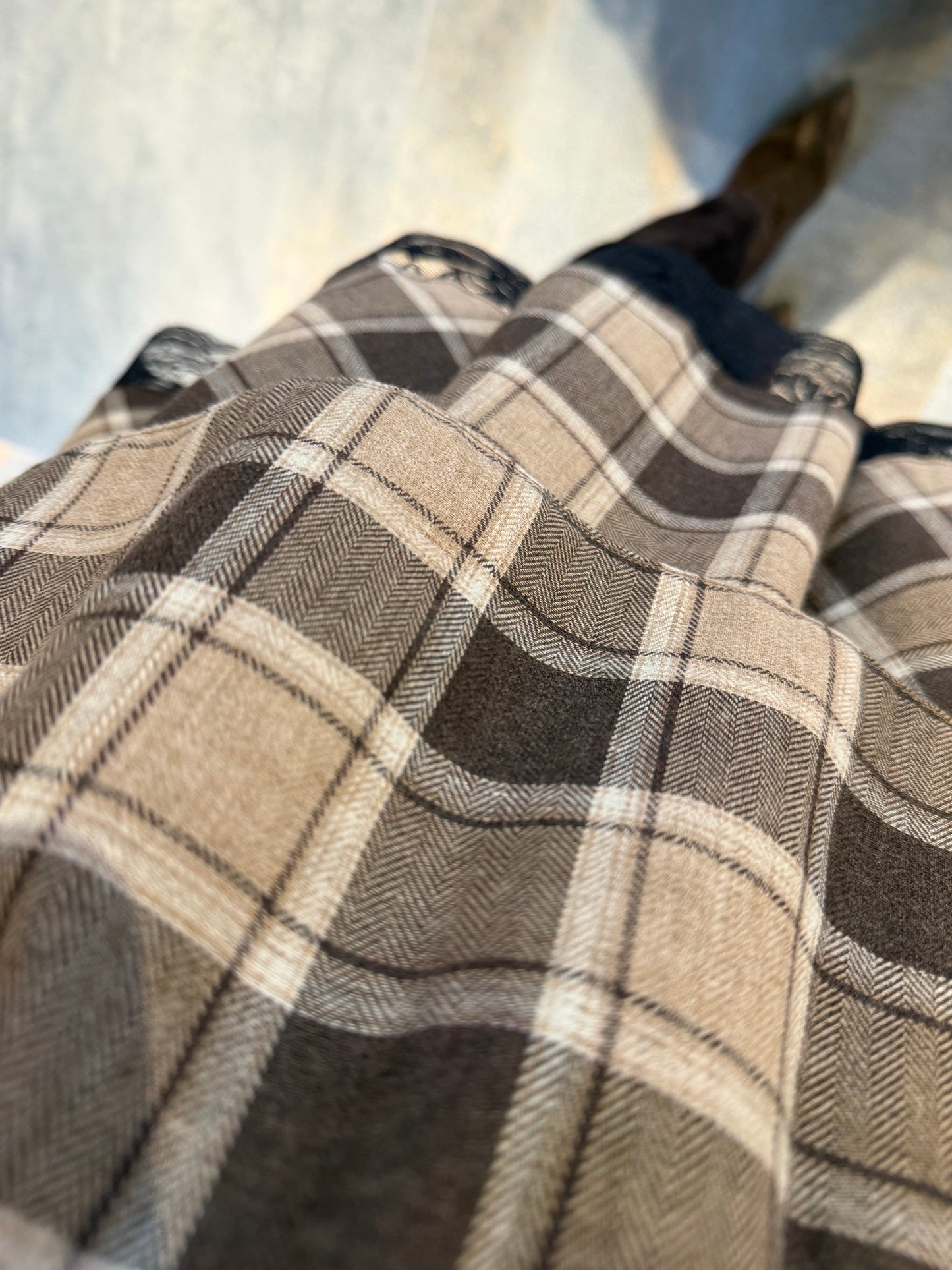 Livin Kahve Kareli Etek