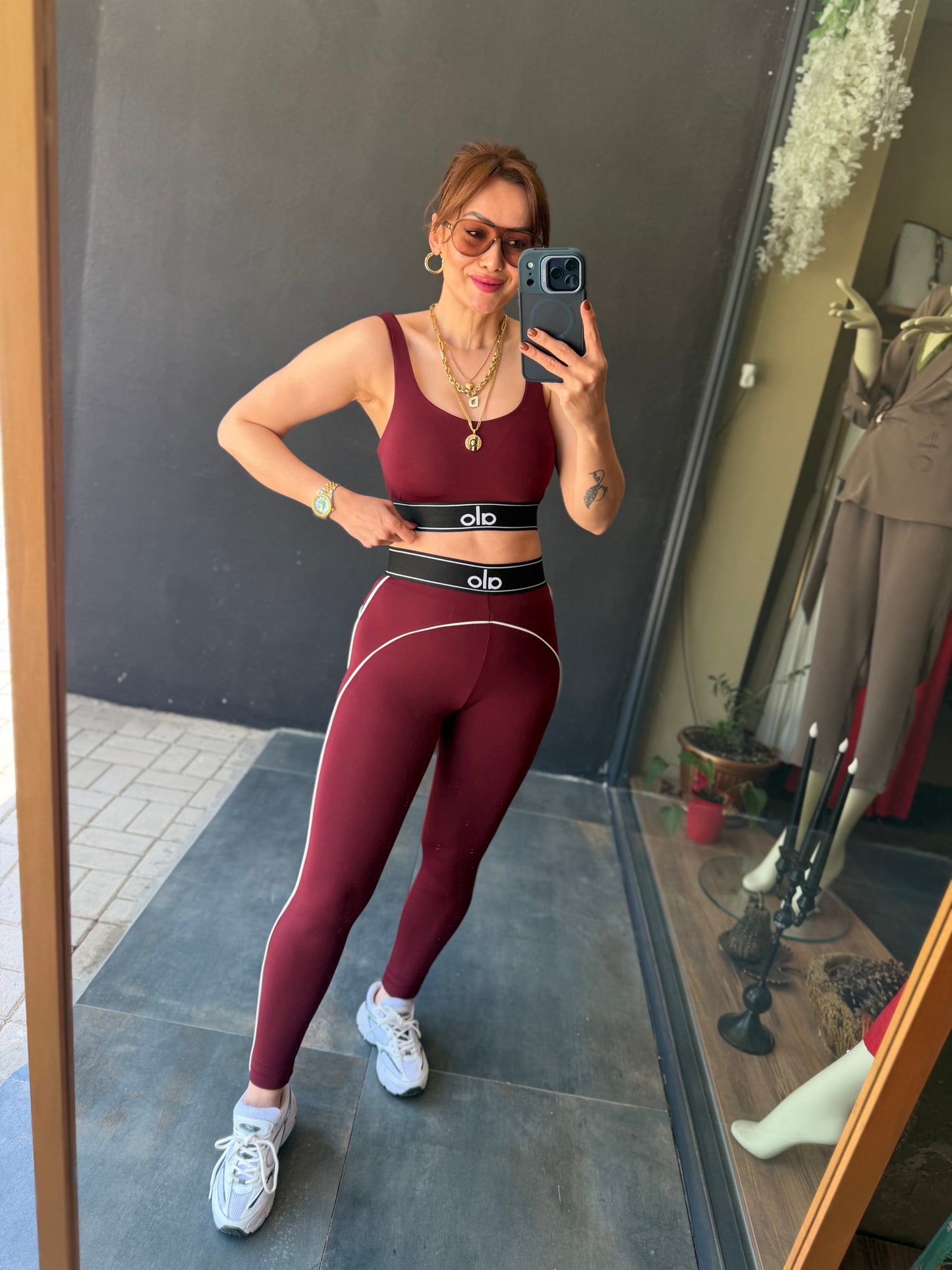 Ronali Bordo Tayt & Crop Takım