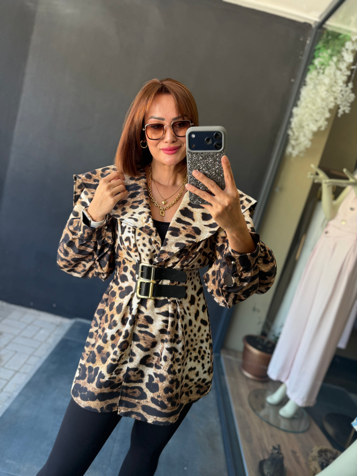 Almira Leopar Trenchcoat