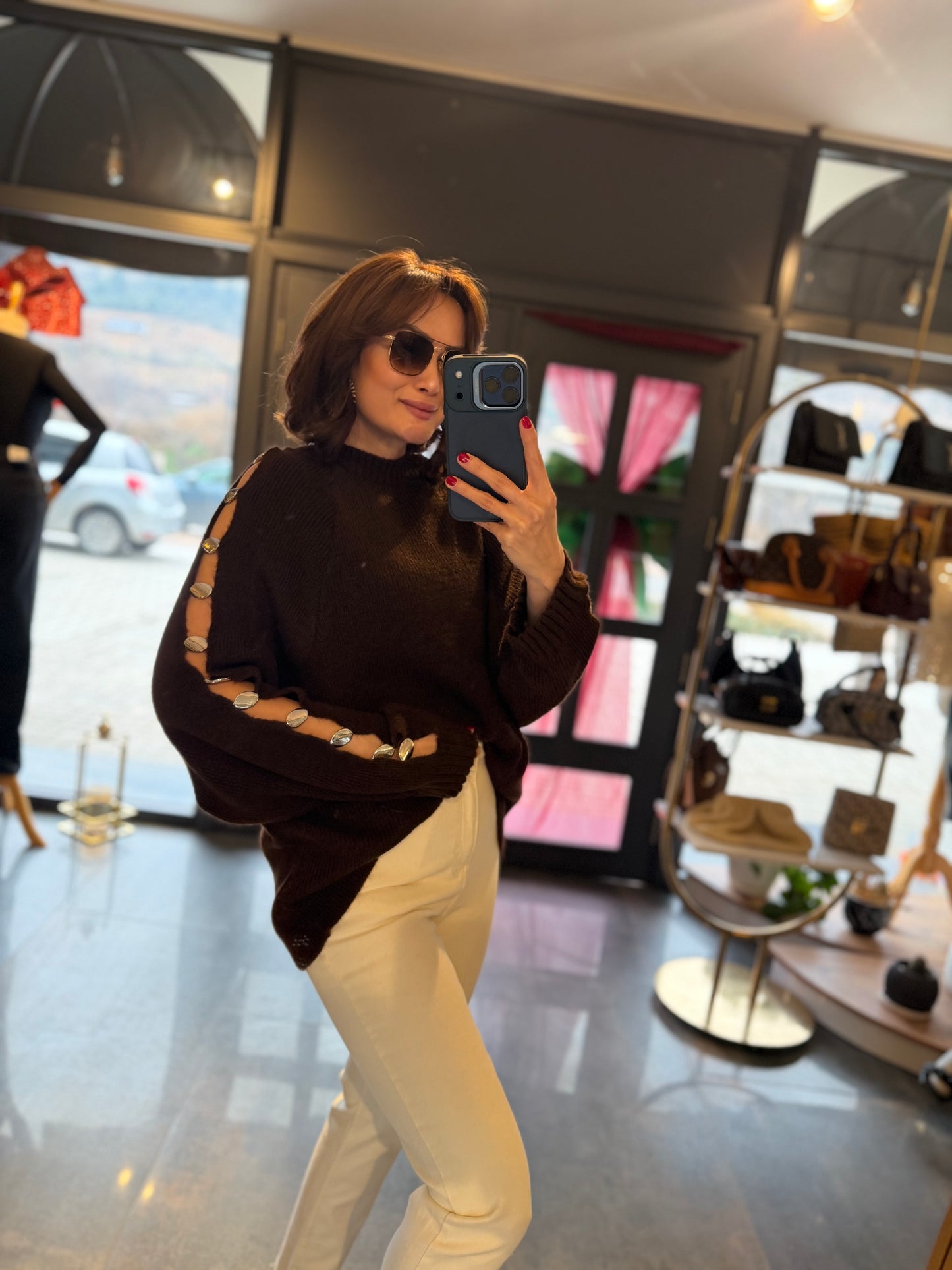 Beky Kahverengi Kaşmir Droplu Kazak