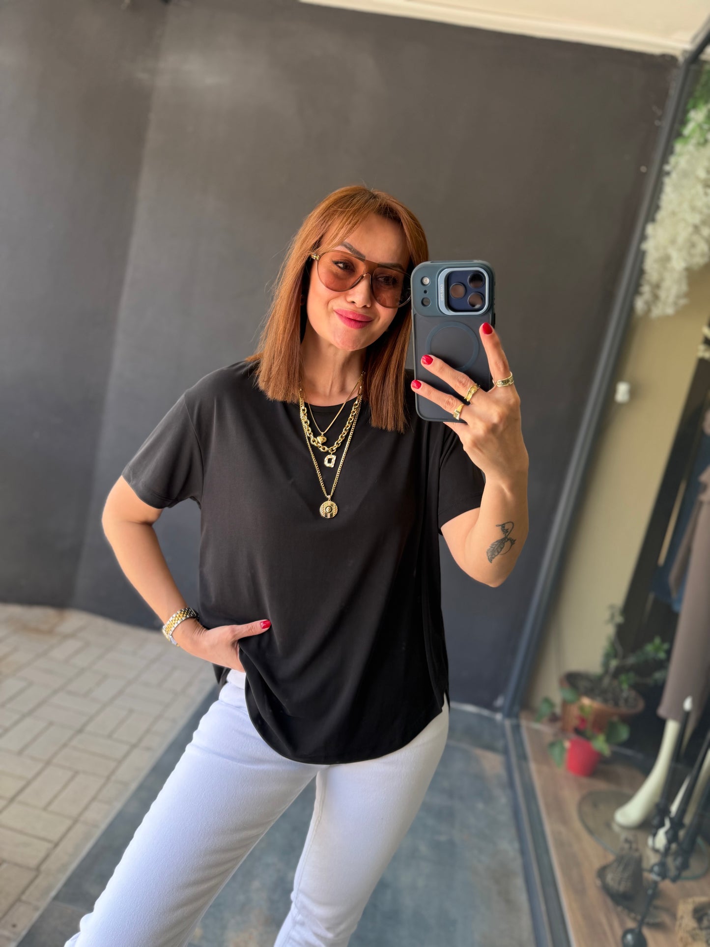 Dark Siyah Modal Basic T-Shirt