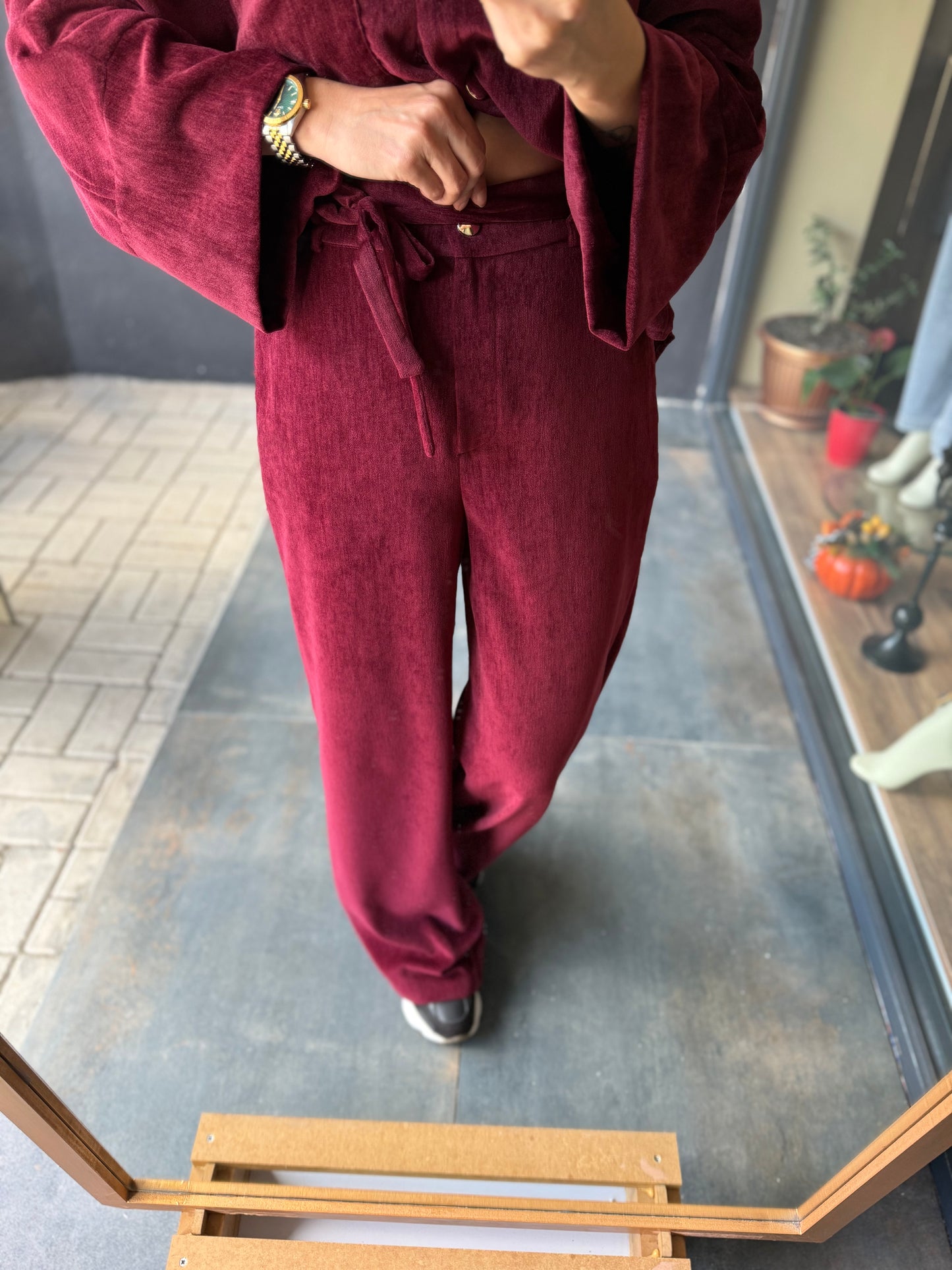 Doriko Bordo Kadife Takım