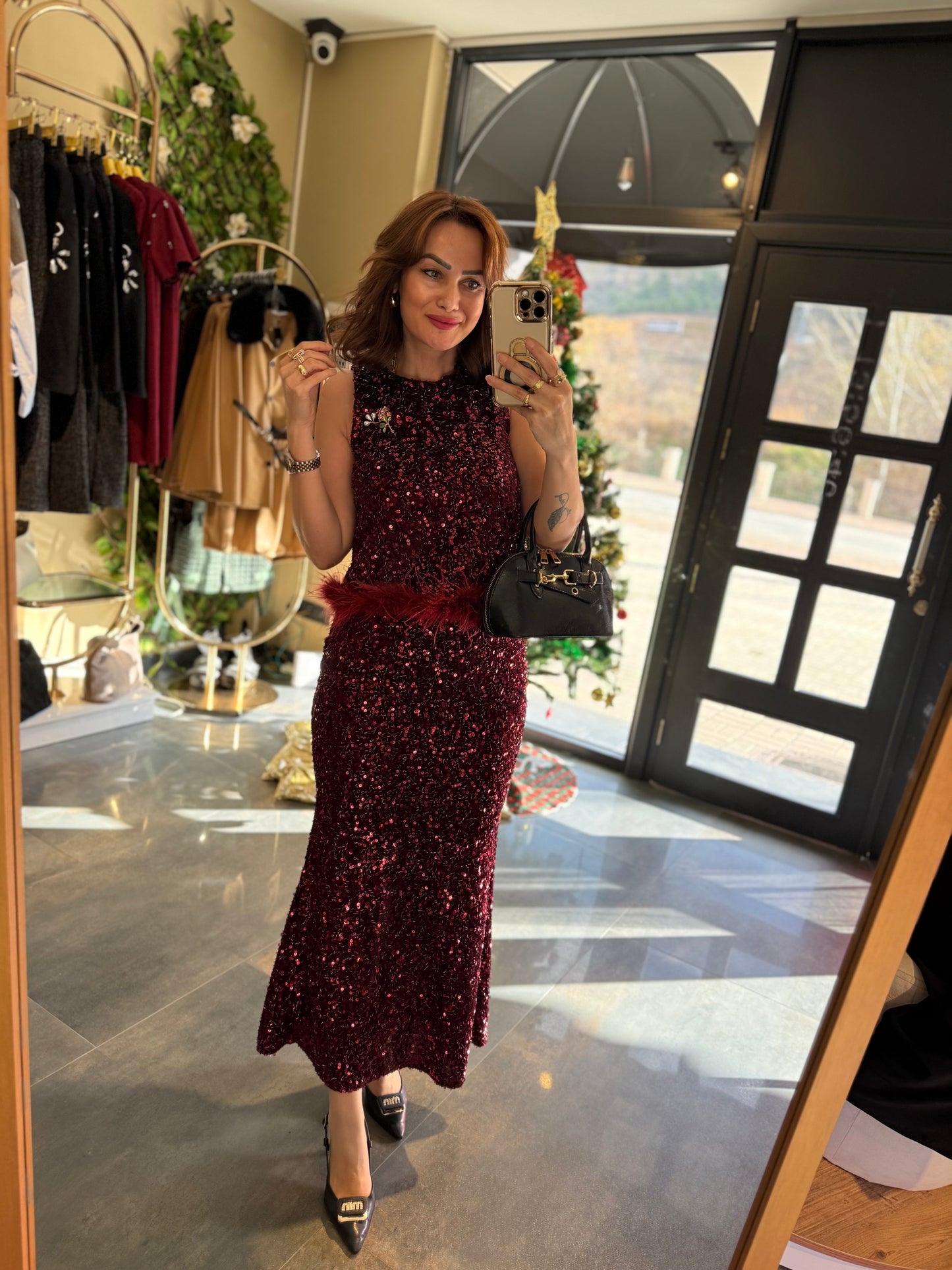 Nira Bordo Pullu Etek & Bluz Takım