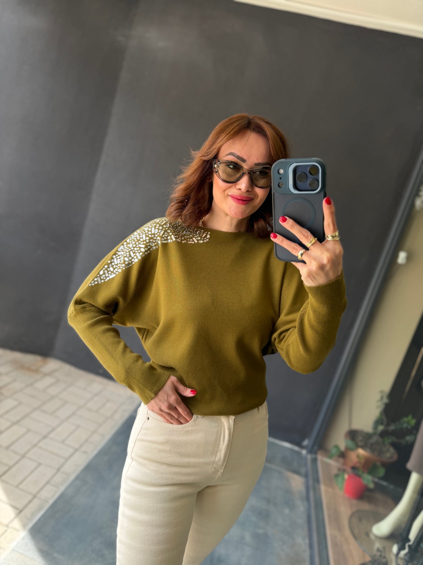 Crowi Yeşil Elit Triko Bluz