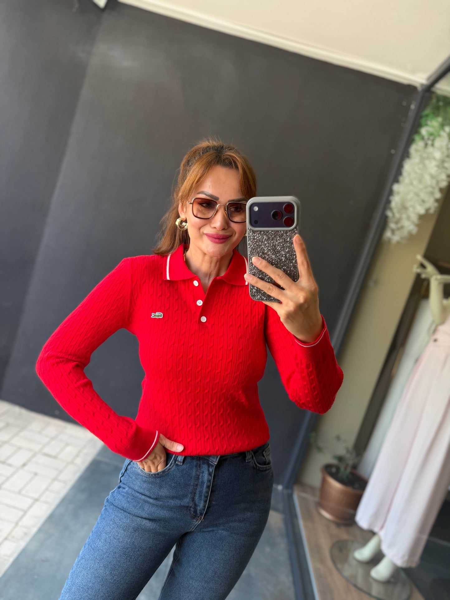 Mirelle Kırmızı Polo Yaka Triko