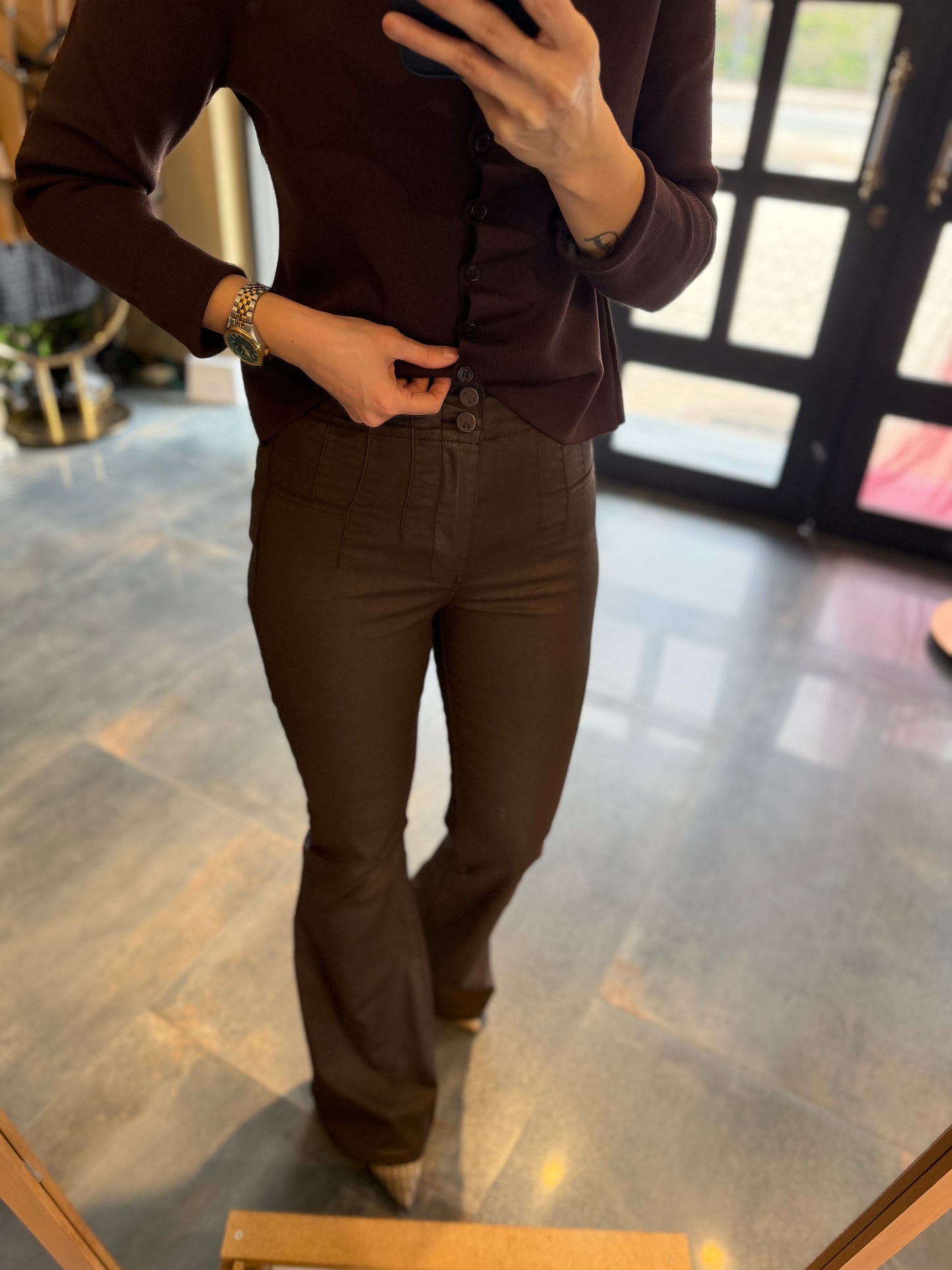 Xlove Mumlu Kahve İspanyol Pantolon