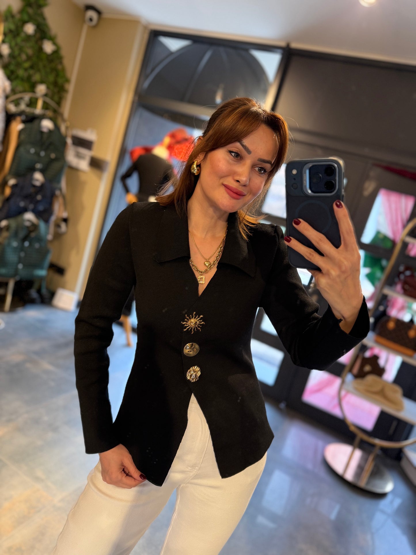 Given Siyah Çelik Örme Bluz