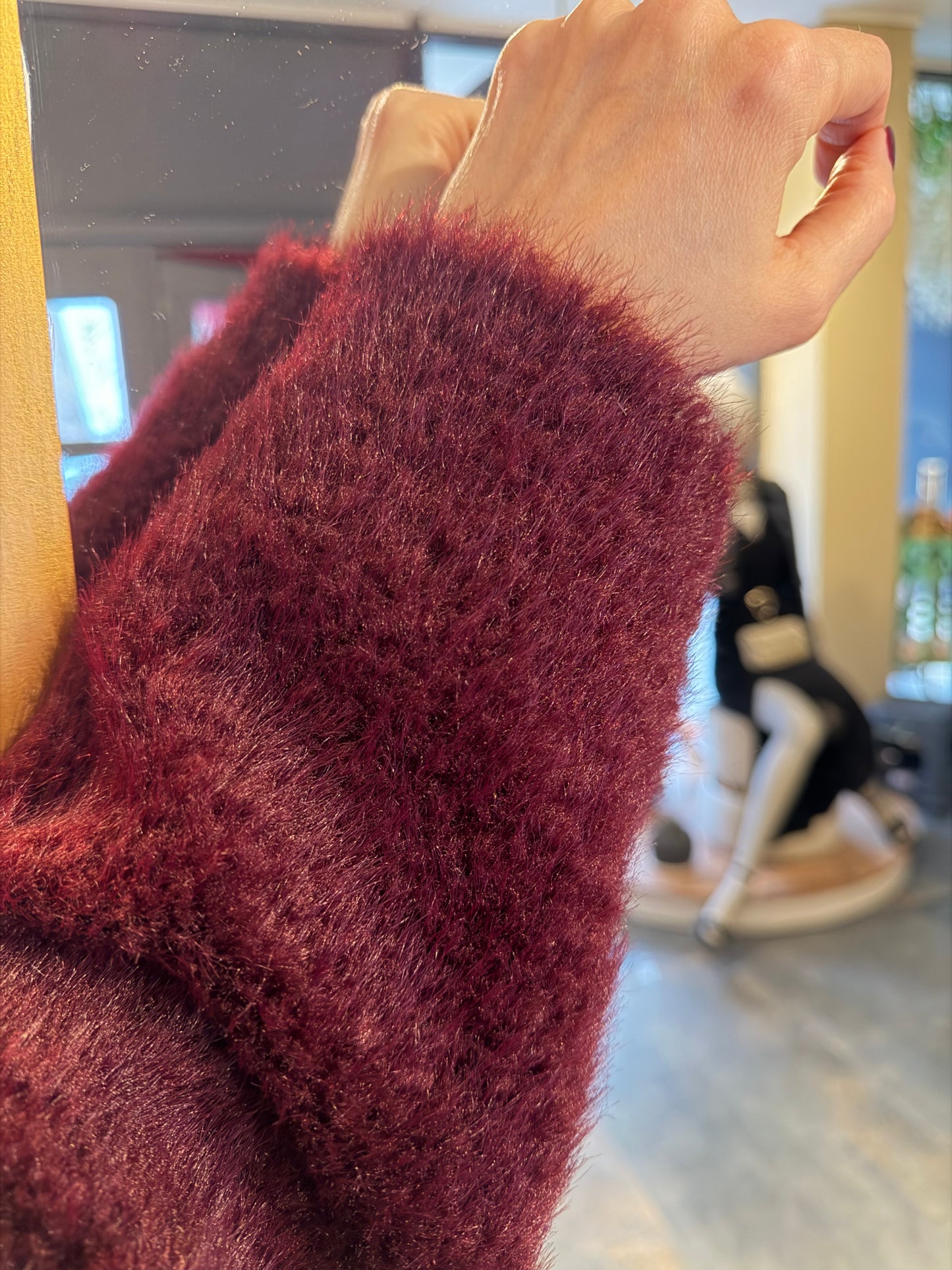 Alora Bordo Astarlı Kürk Mont