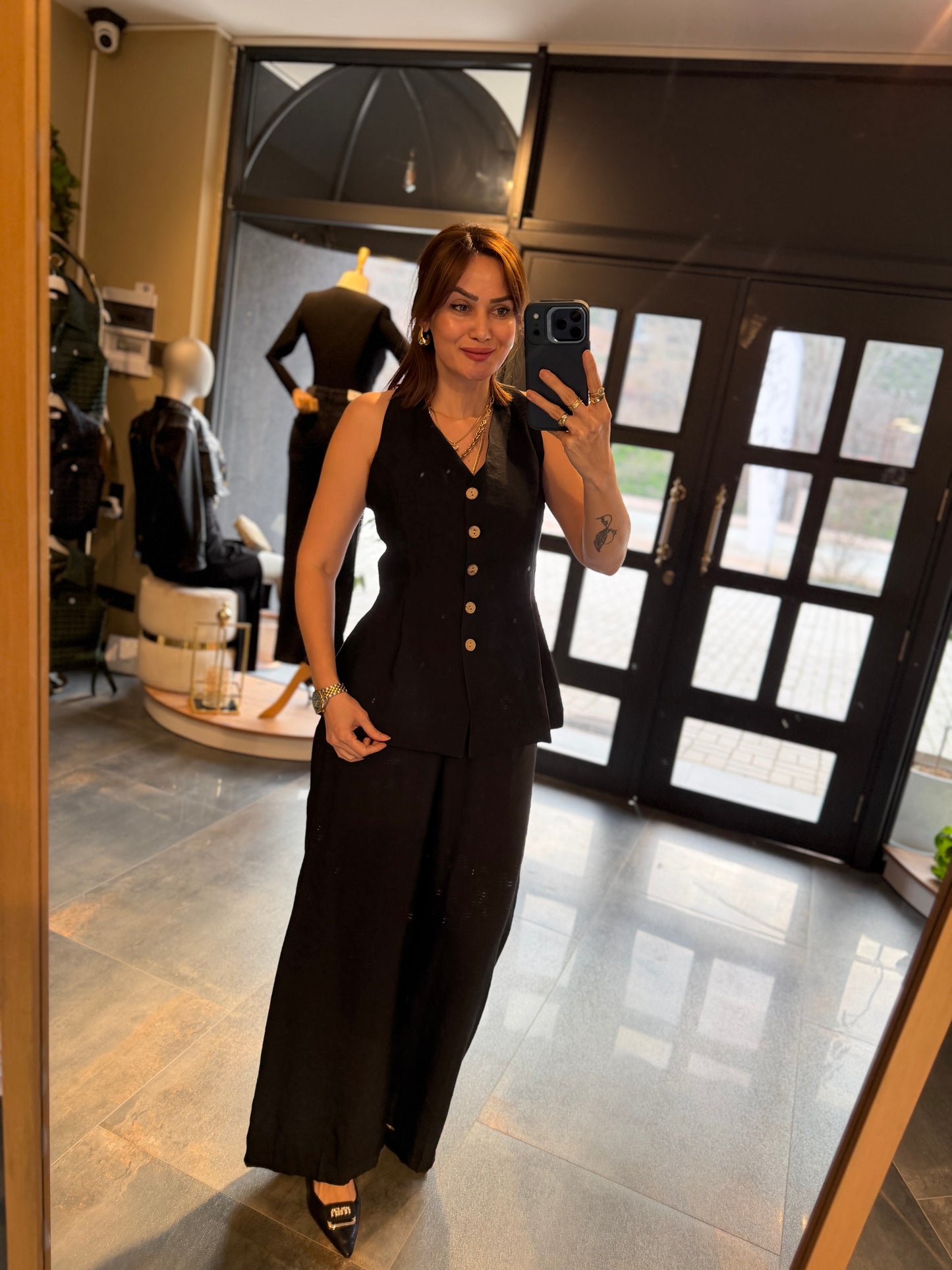 Newstar 7 Siyah Tensel Yelek &Pantolon Takım