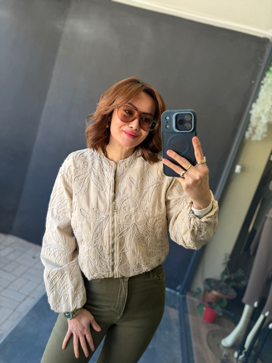 Nefsi Nakışlı Bomber Ceket