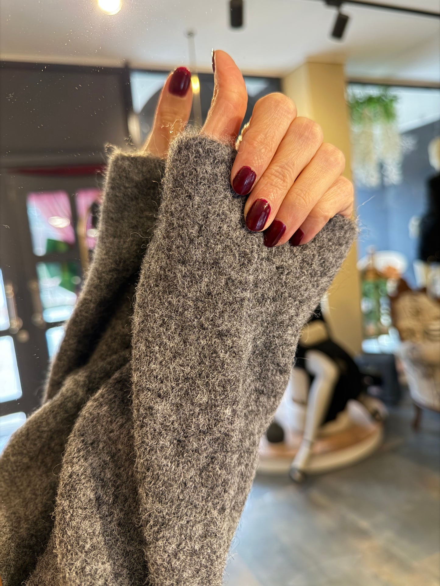 Lucente Gri Baklava Desen Kazak