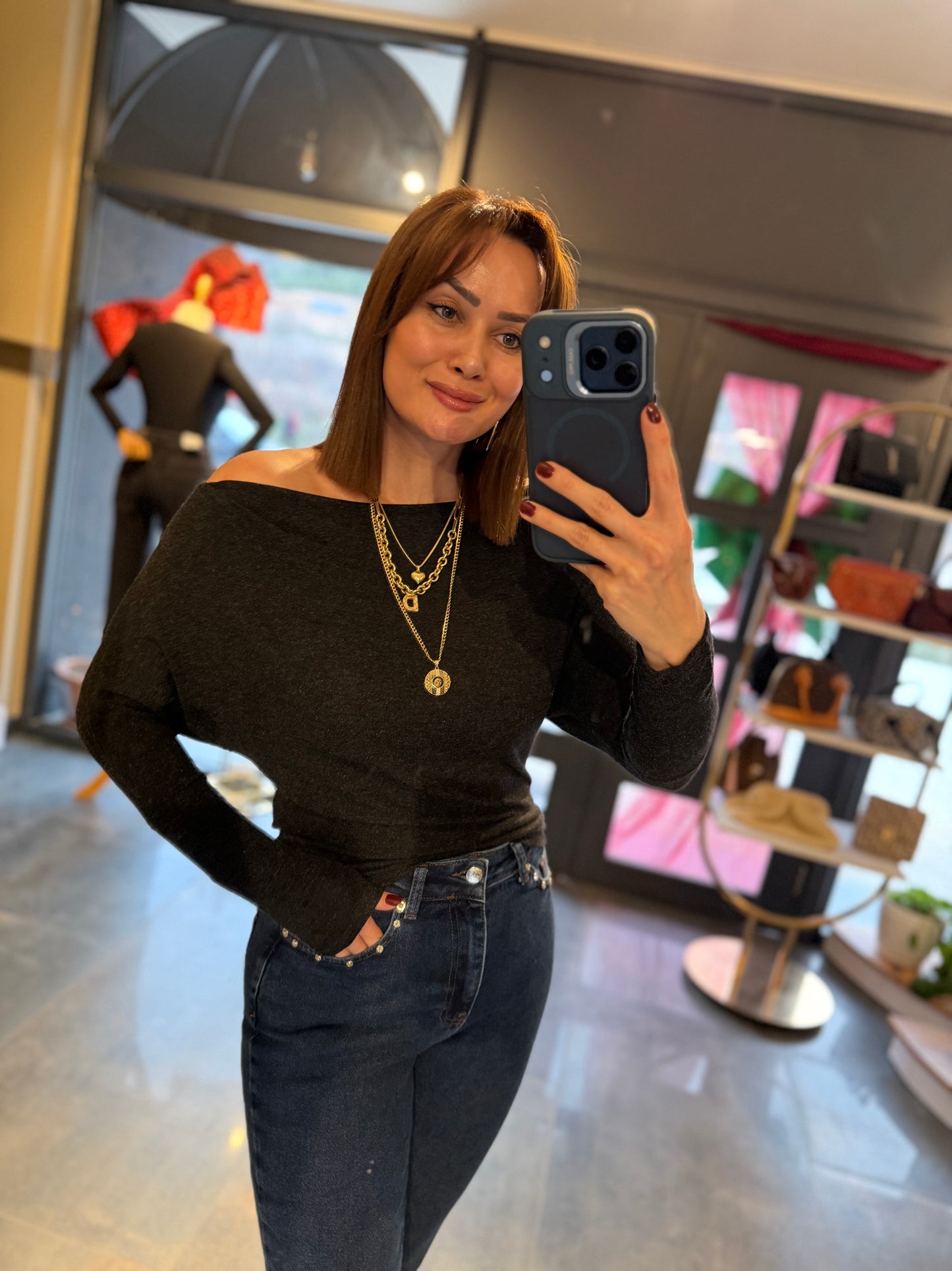 Virgin Antrasit Yumoş Bluz