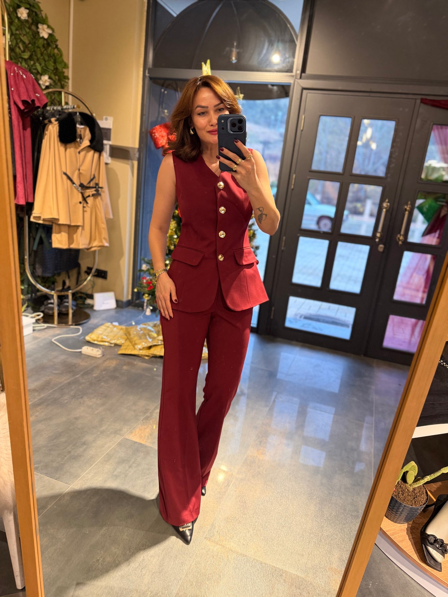 Lingo Bordo Yelek & Pantolon Takım