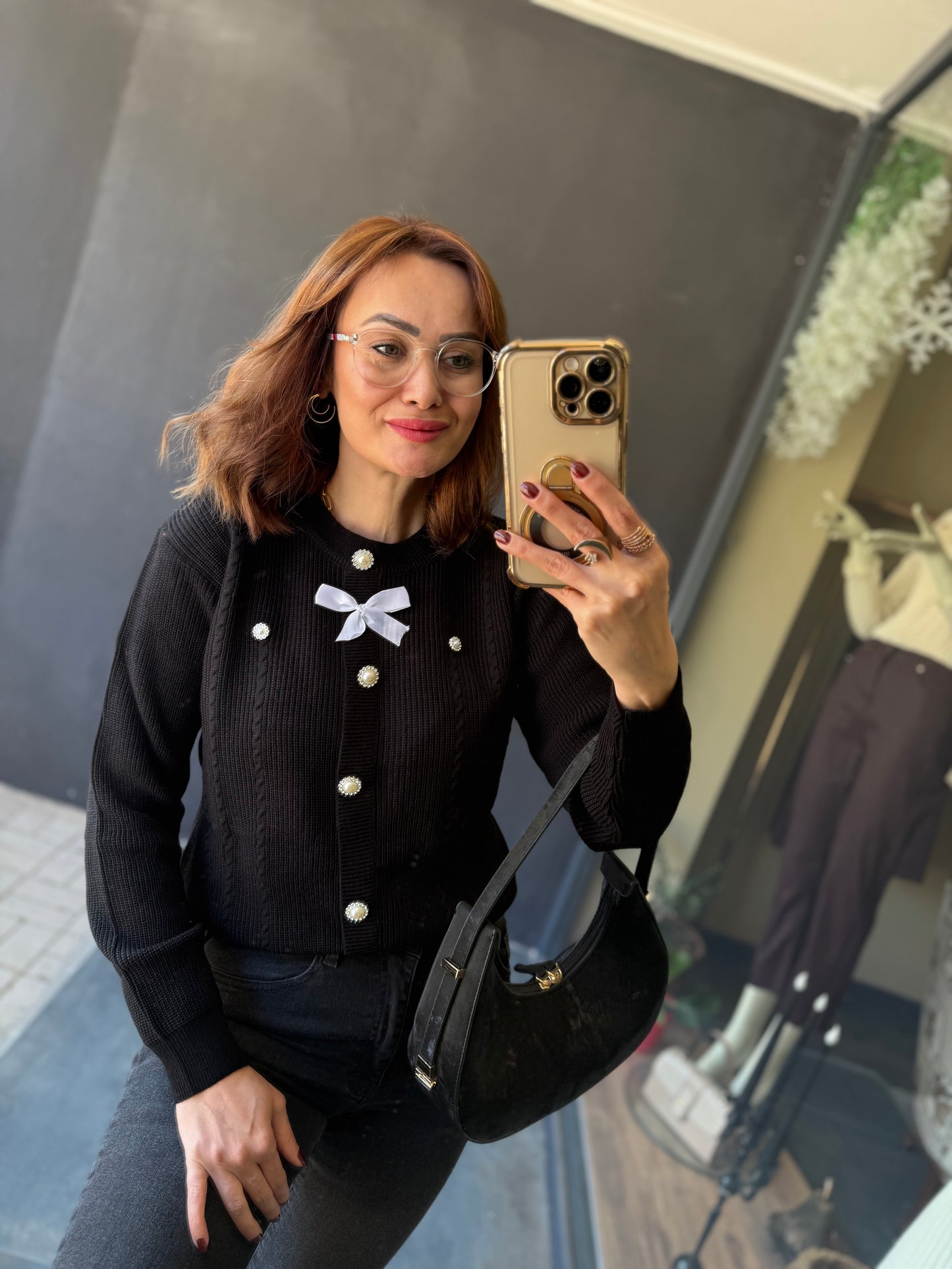 Sayanor Siyah Örme Bluz