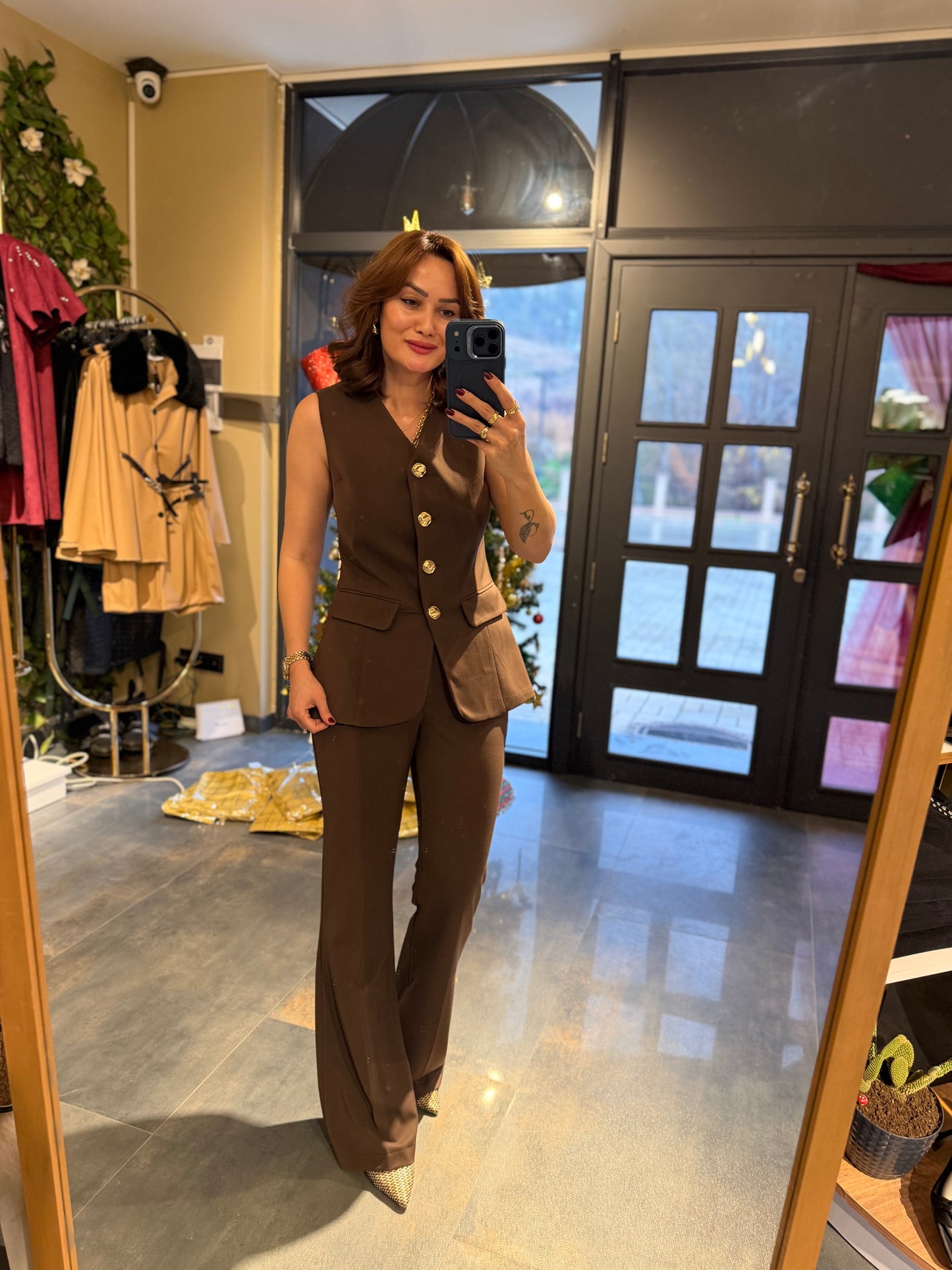 Lingo Kahve Yelek & Pantolon Takım