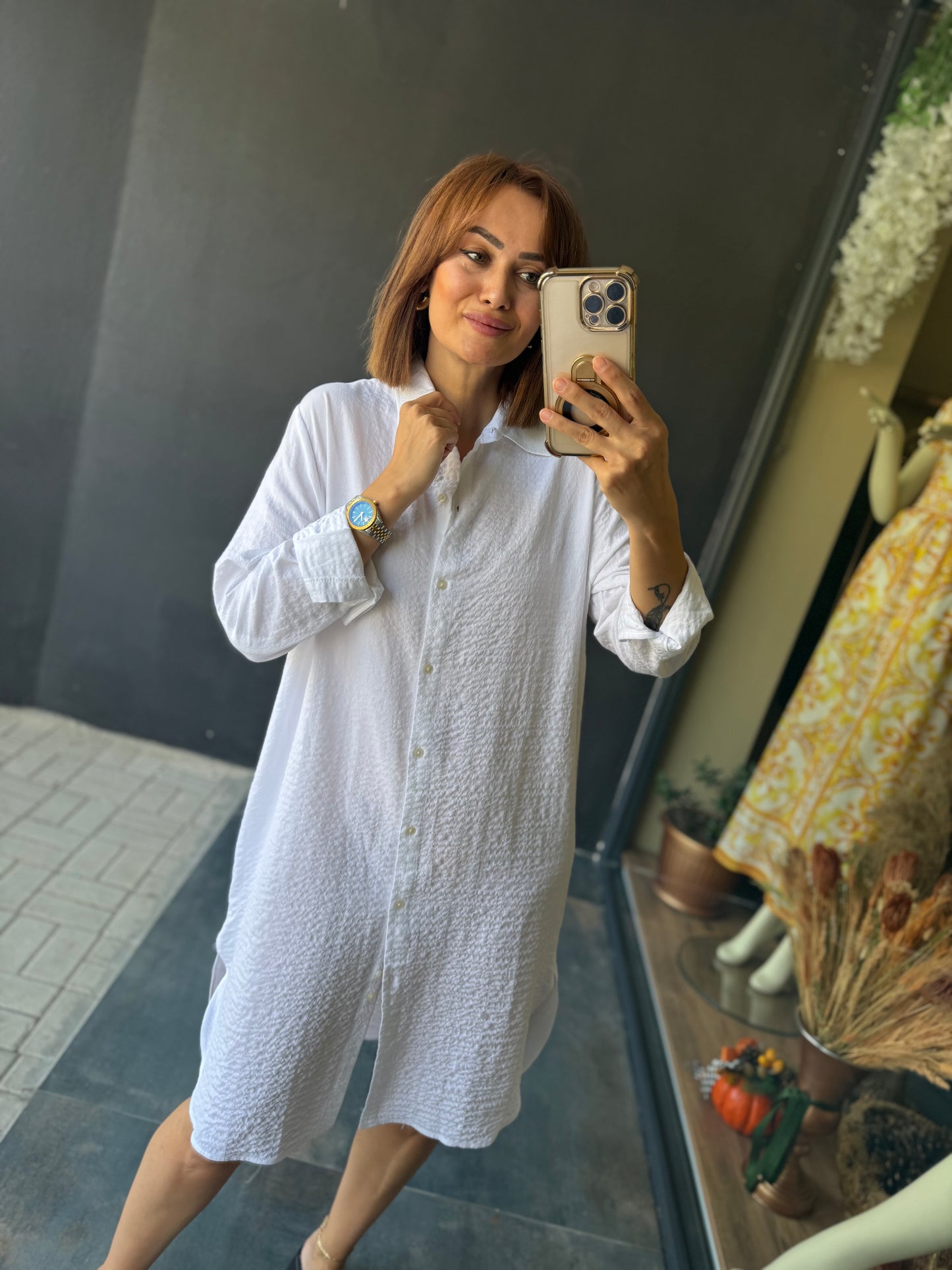 Purina Beyaz Gömlek & Tunik Elbise