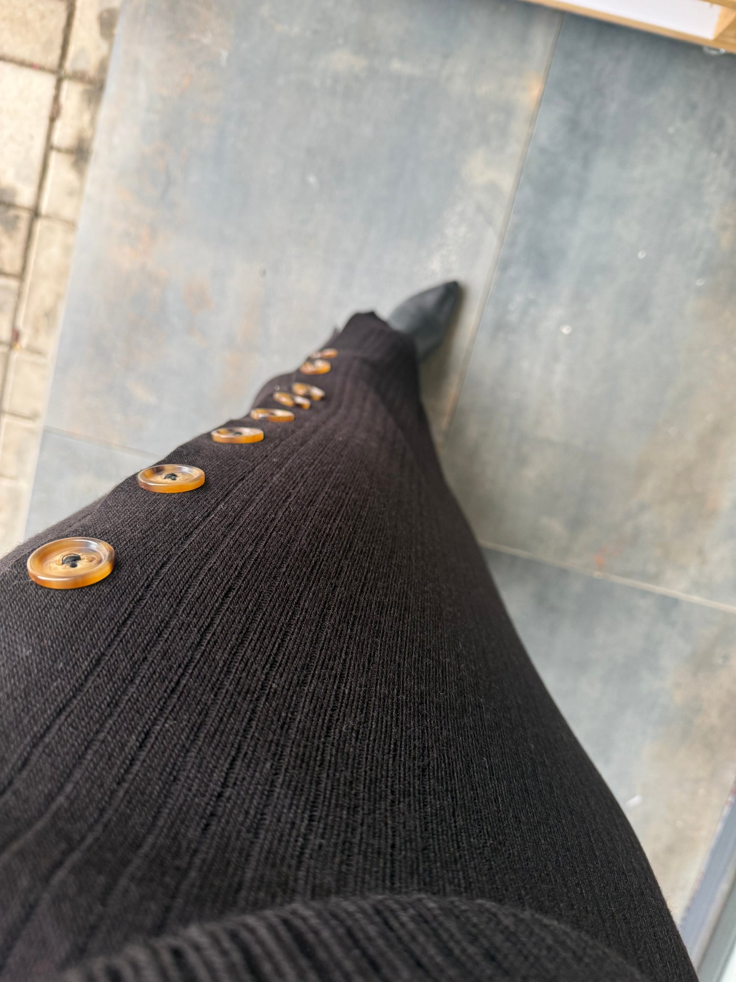 Baggy Siyah Balık Sırtı Etek & Kazak Takım