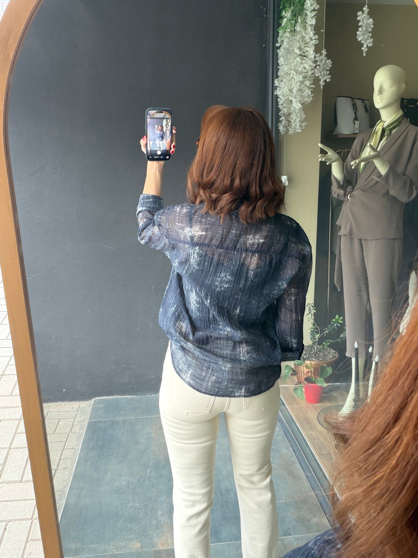 Vilen Mavi Transparan Gömlek