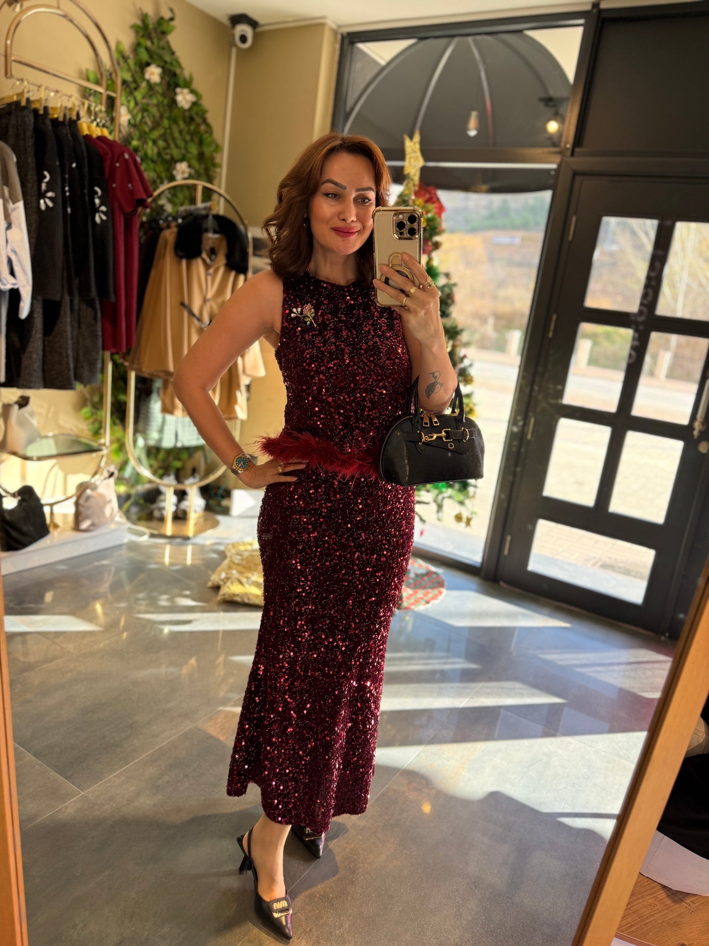 Nira Bordo Pullu Etek & Bluz Takım