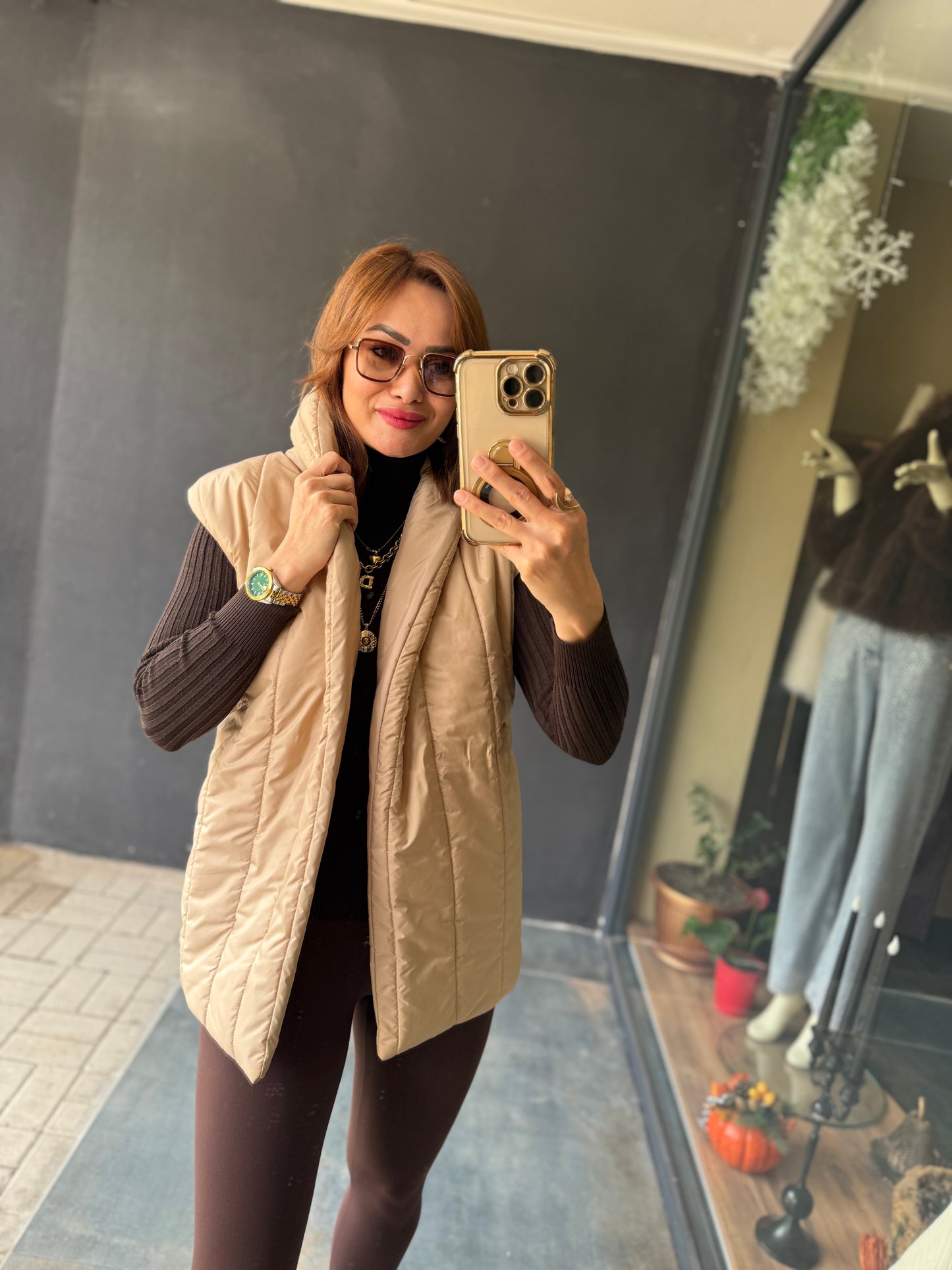 Swena Bej Puffy Yelek