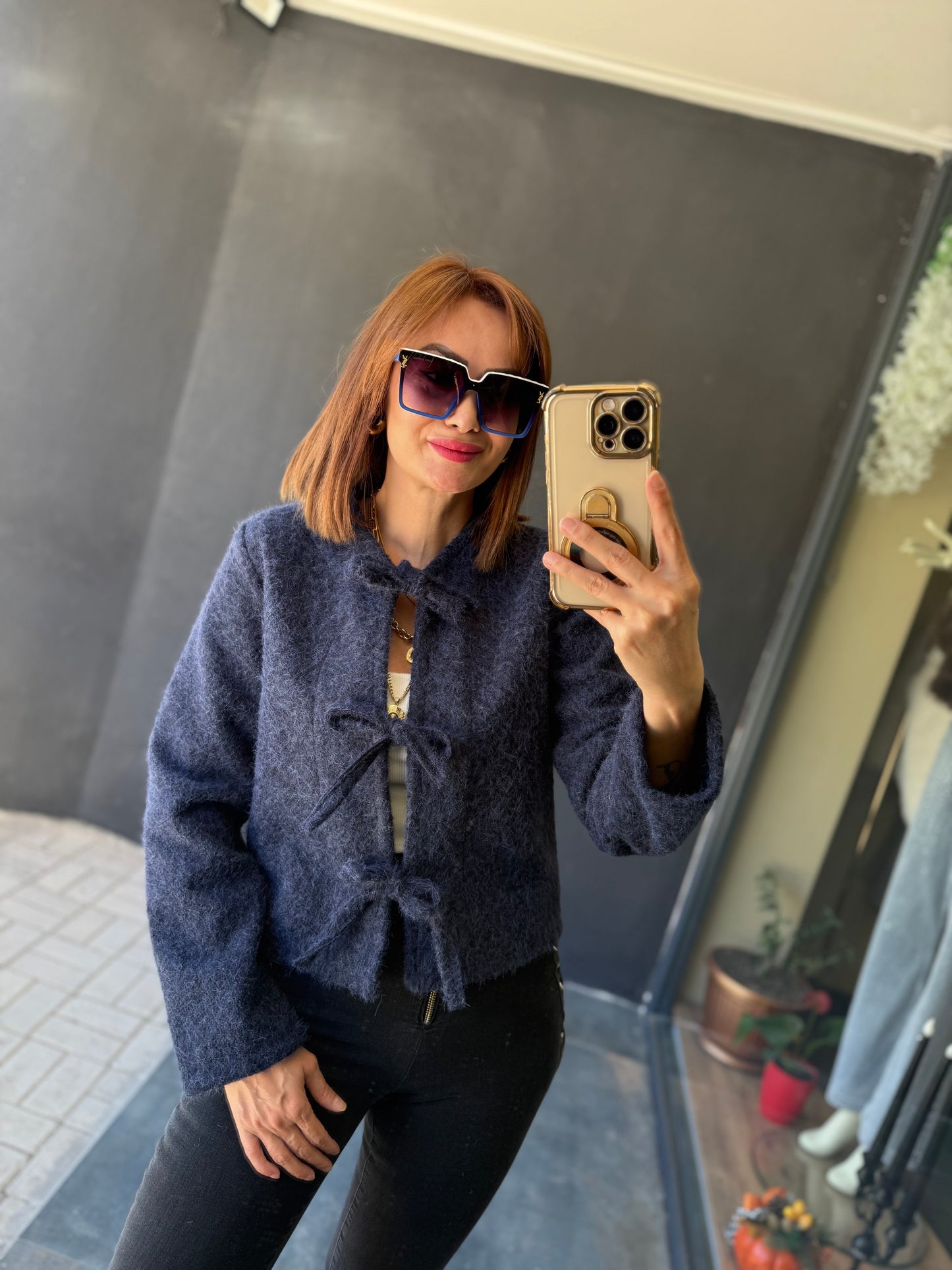 Creyn Lacivert Keçe Hırka