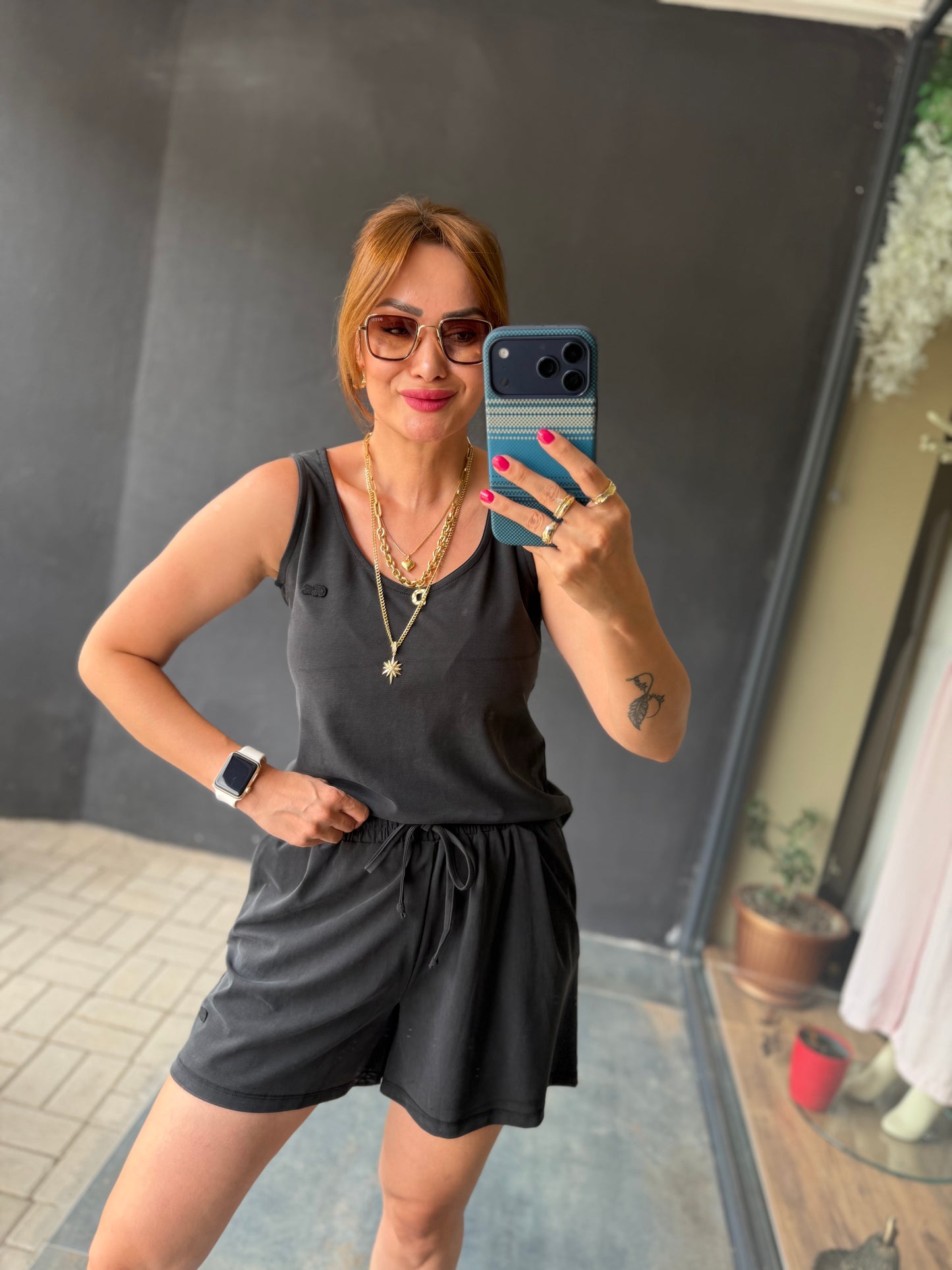 Siyah Aura Modal Şort Takım