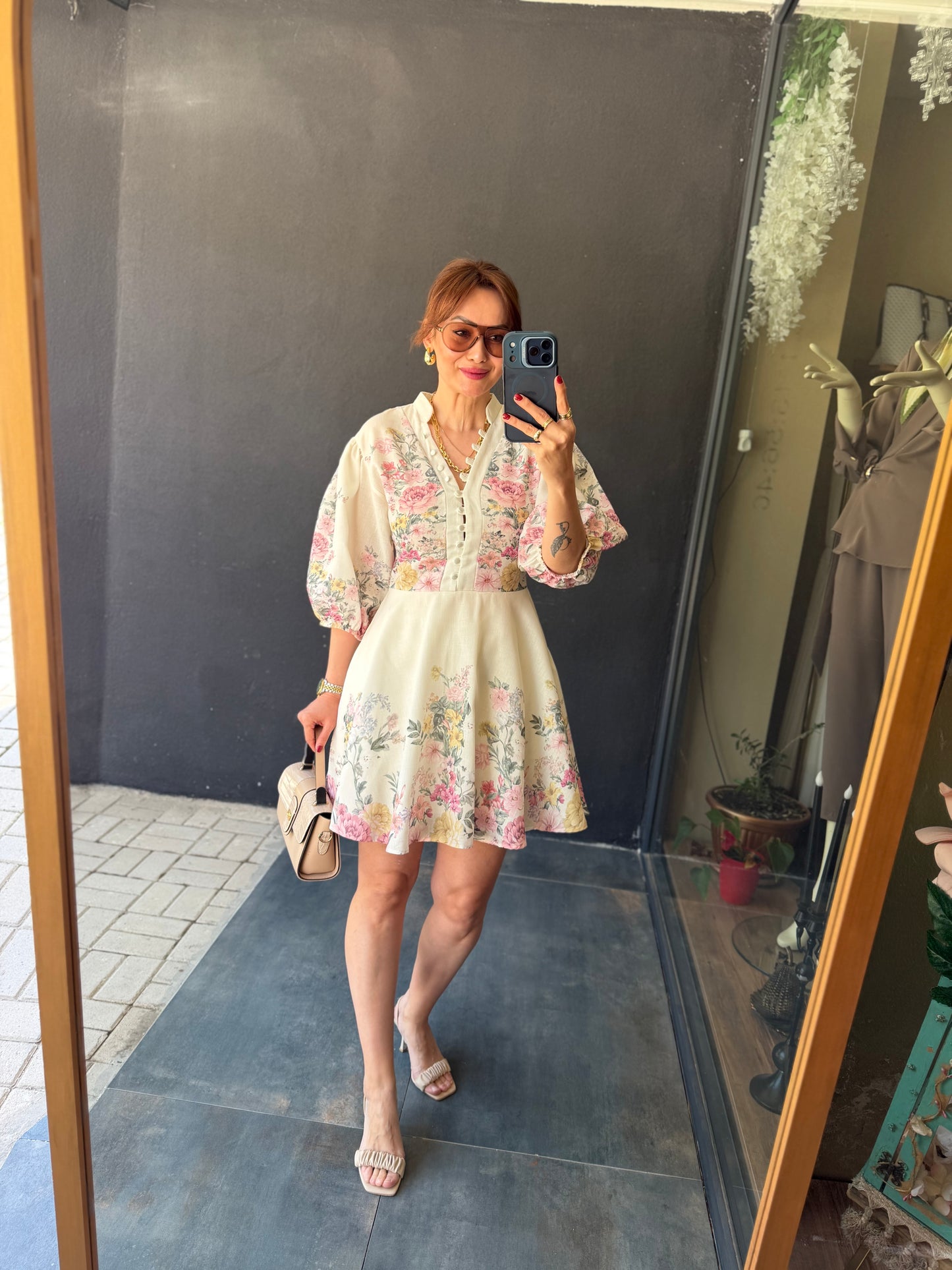 Petit Floral Desen Mini Elbise