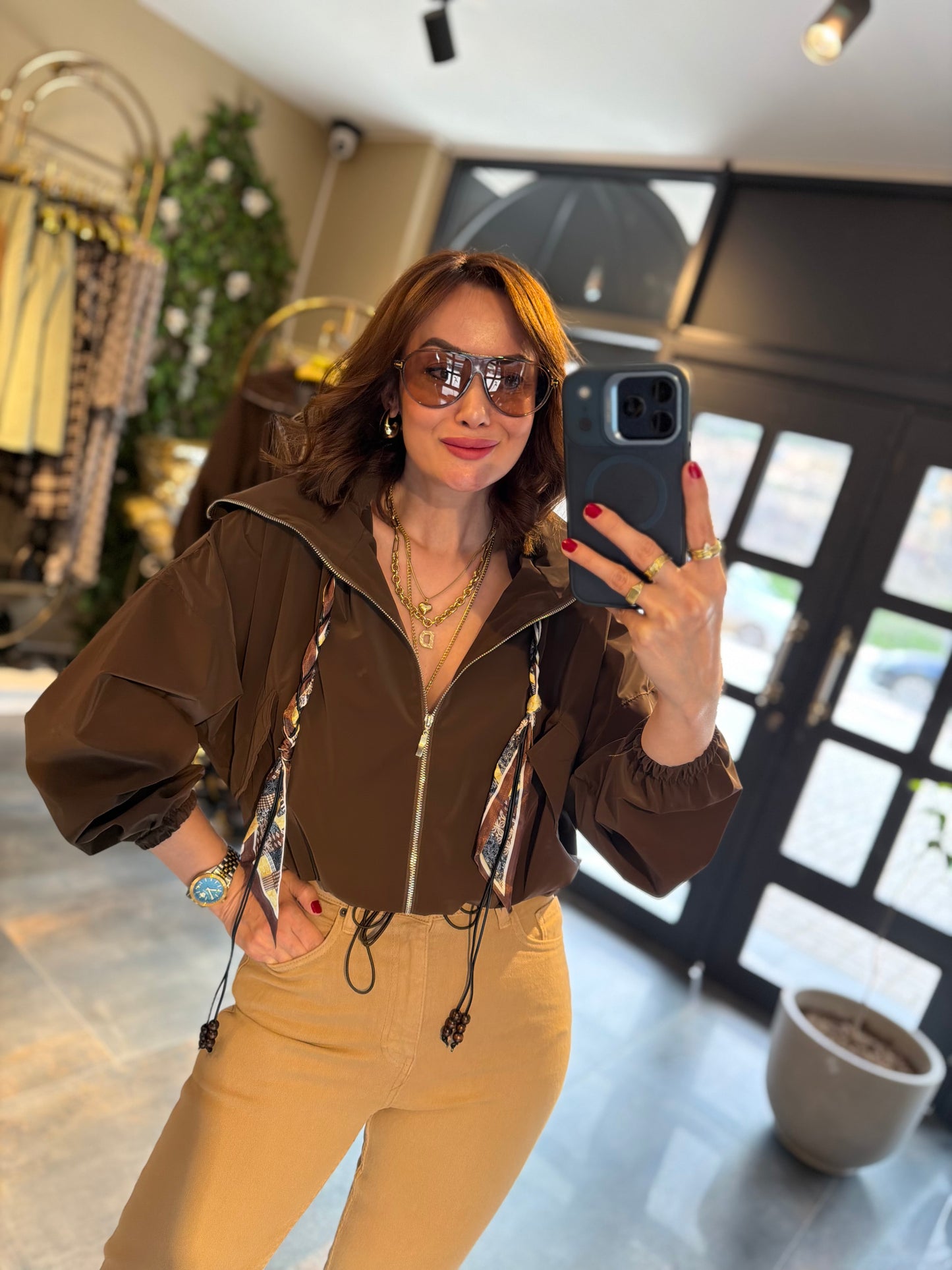 Krista Kahve Büzgülü Ceket