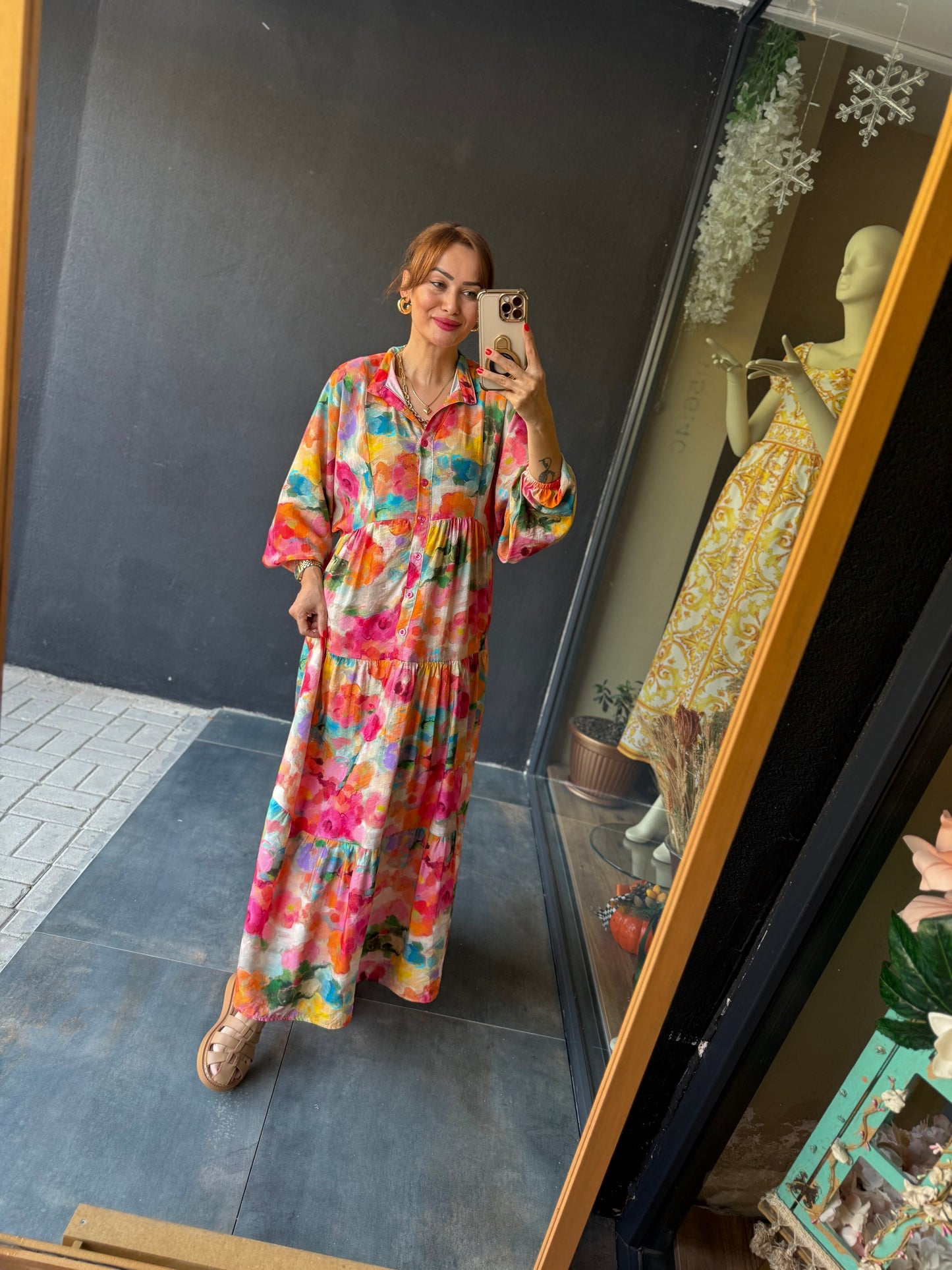 Naryn Renkli Tensel Elbise