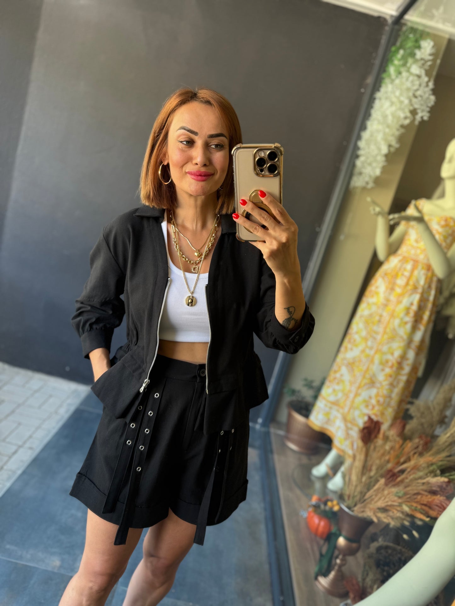 Ateks Siyah Ceket & Şort Takım