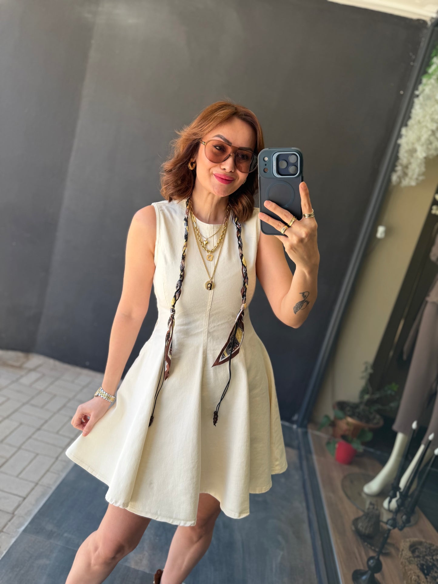 Sezi Bej Jean Mini Elbise