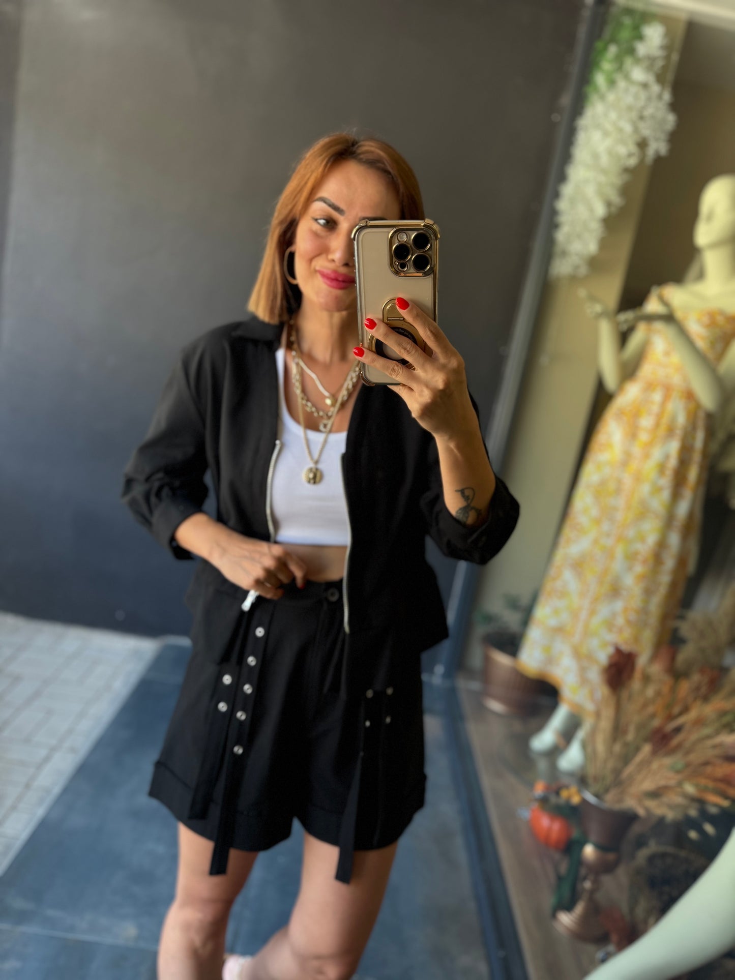 Ateks Siyah Ceket & Şort Takım