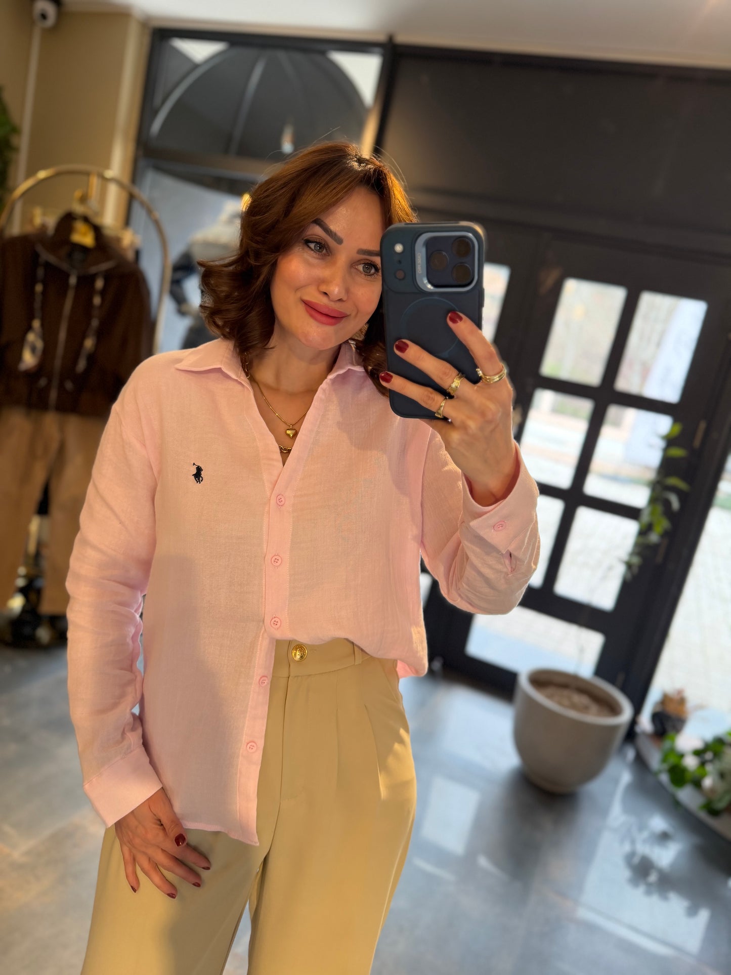 Rent Pembe Müslin Gömlek